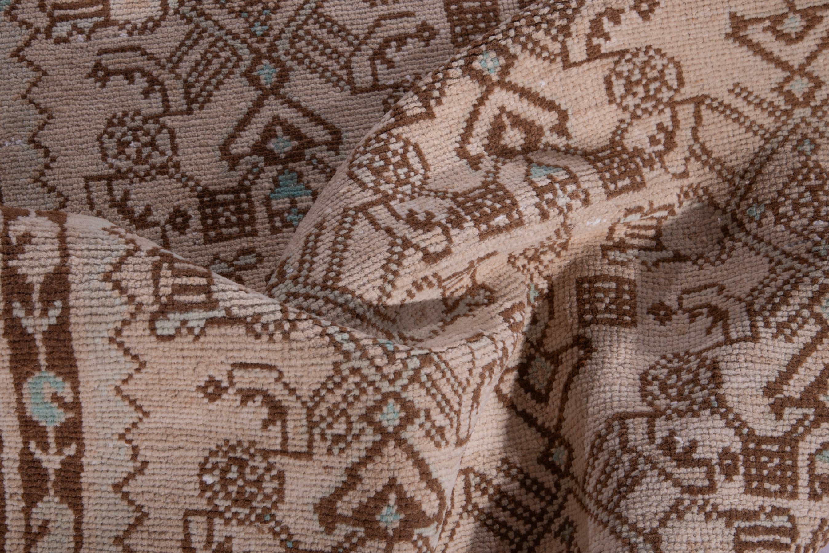 Persian Hamedan runner rug in tan and greige, view 16 of 17