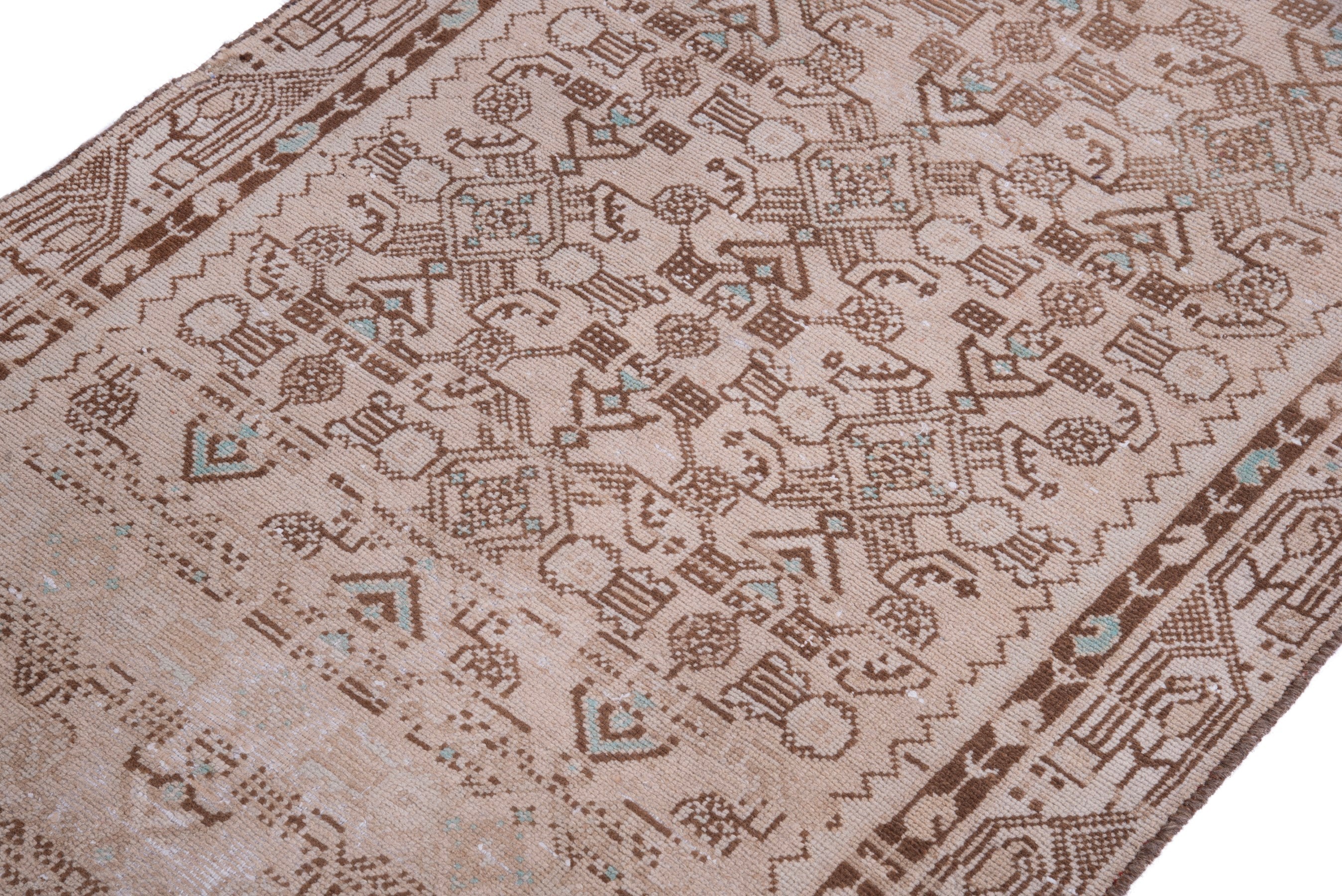 Persian Hamedan runner rug in tan and greige, view 6 of 17