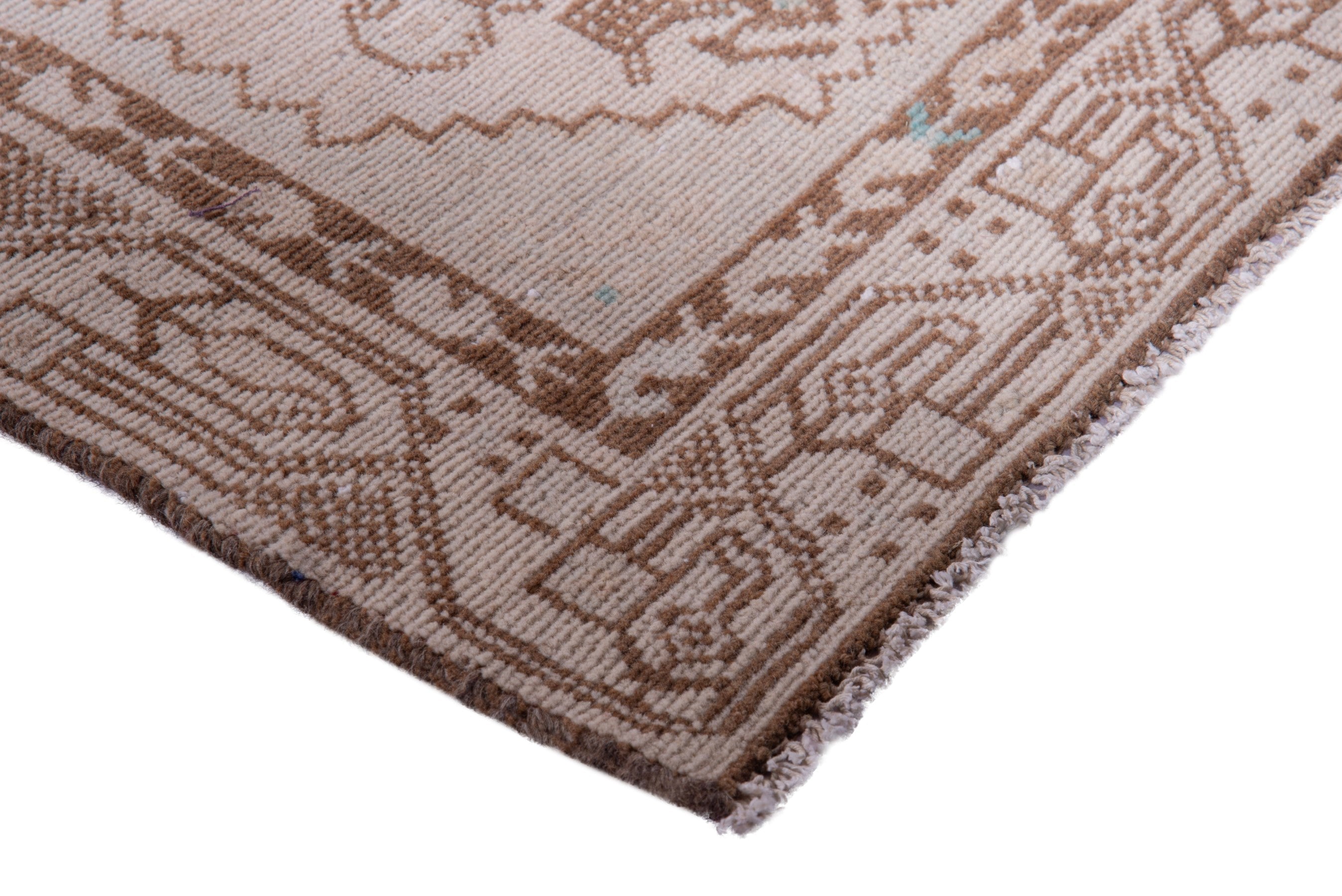 Persian Hamedan runner rug in tan and greige, view 4 of 17
