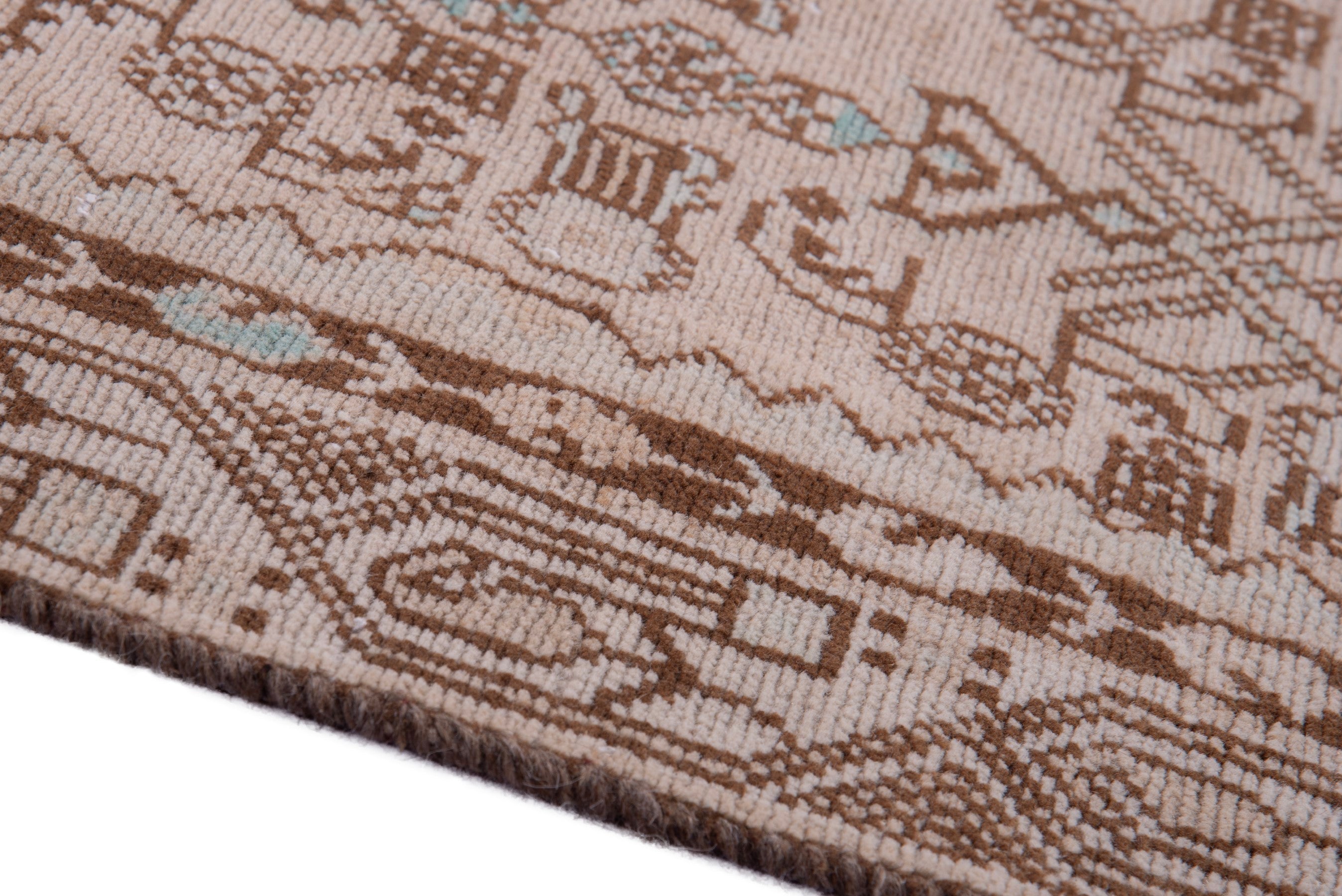 Persian Hamedan runner rug in tan and greige, view 8 of 17