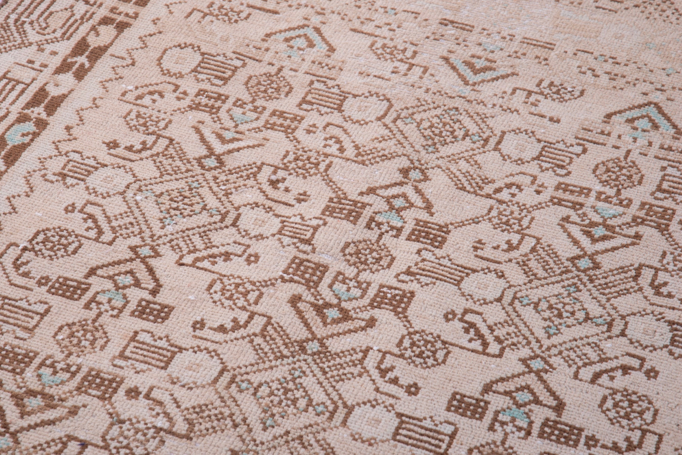 Persian Hamedan runner rug in tan and greige, view 9 of 17