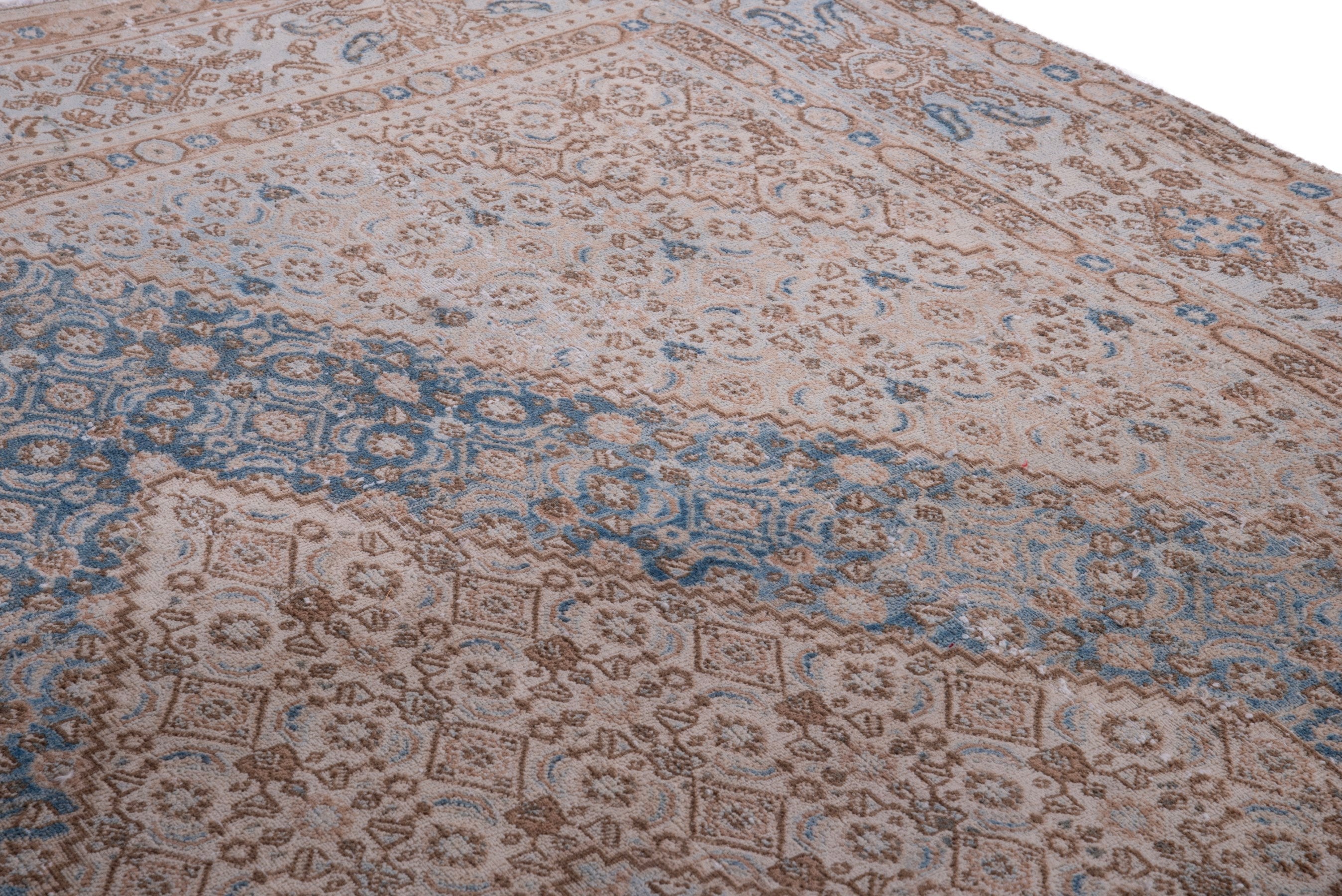 Persian Birjand area rug in beige and denim, view 13 of 23