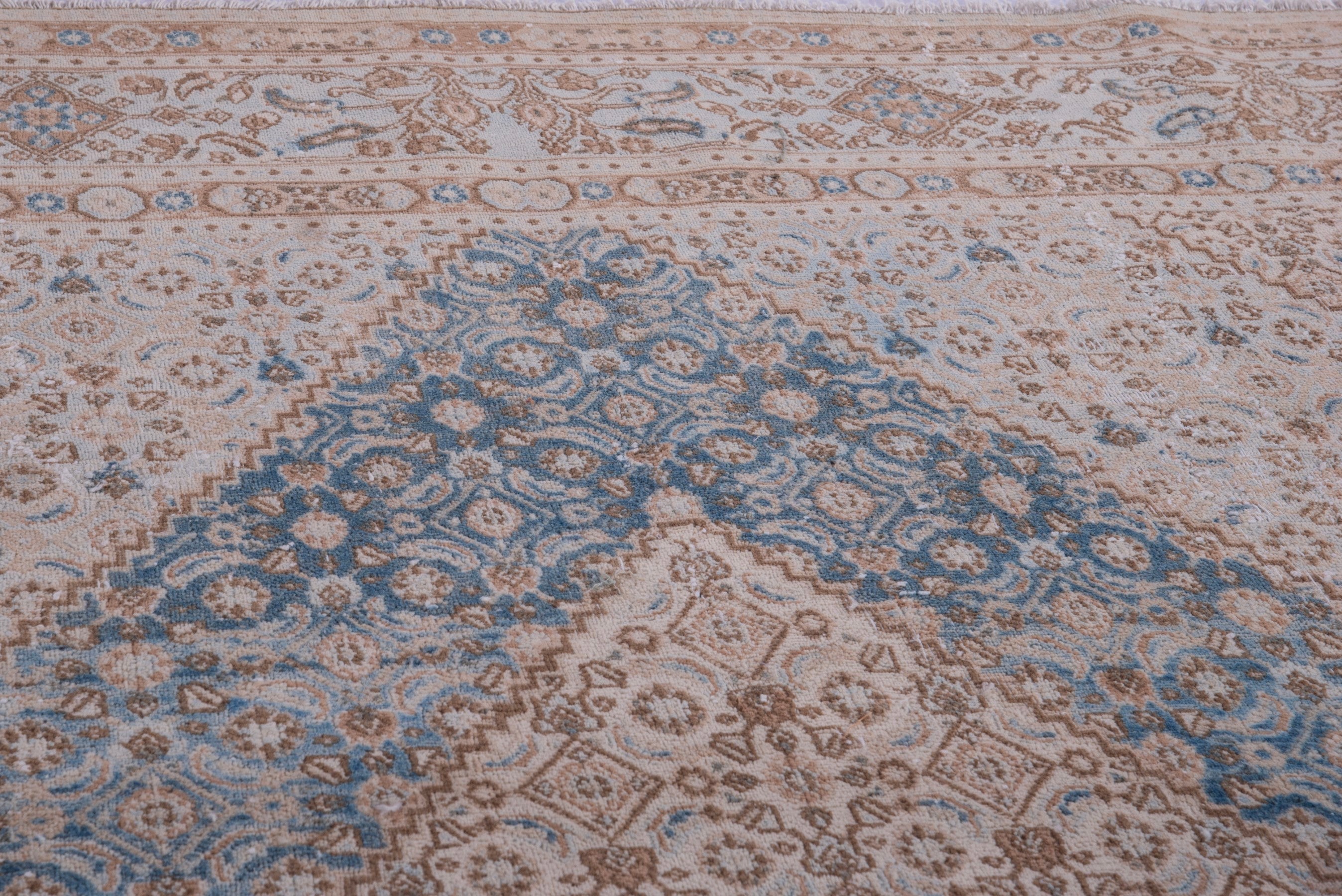 Persian Birjand area rug in beige and denim, view 14 of 23