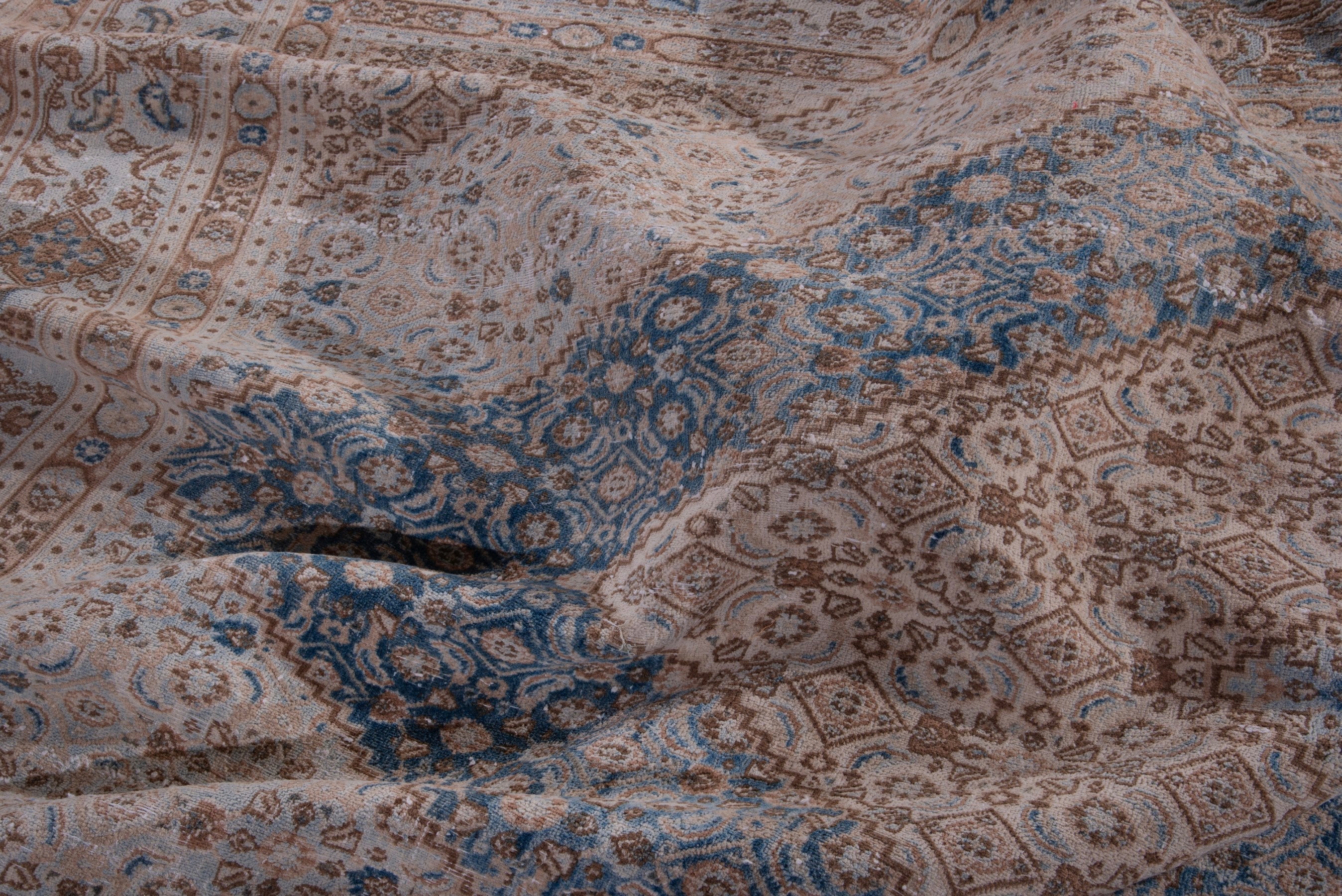 Persian Birjand area rug in beige and denim, view 15 of 23