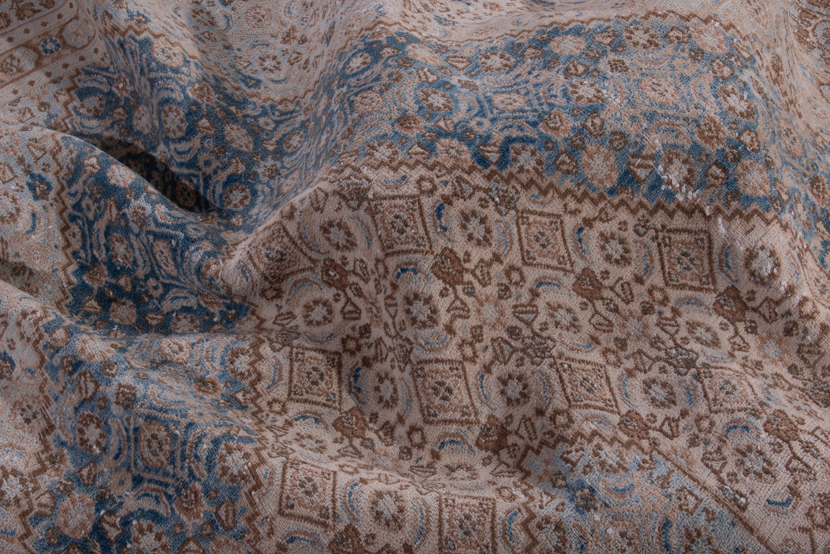 Persian Birjand area rug in beige and denim, view 16 of 23