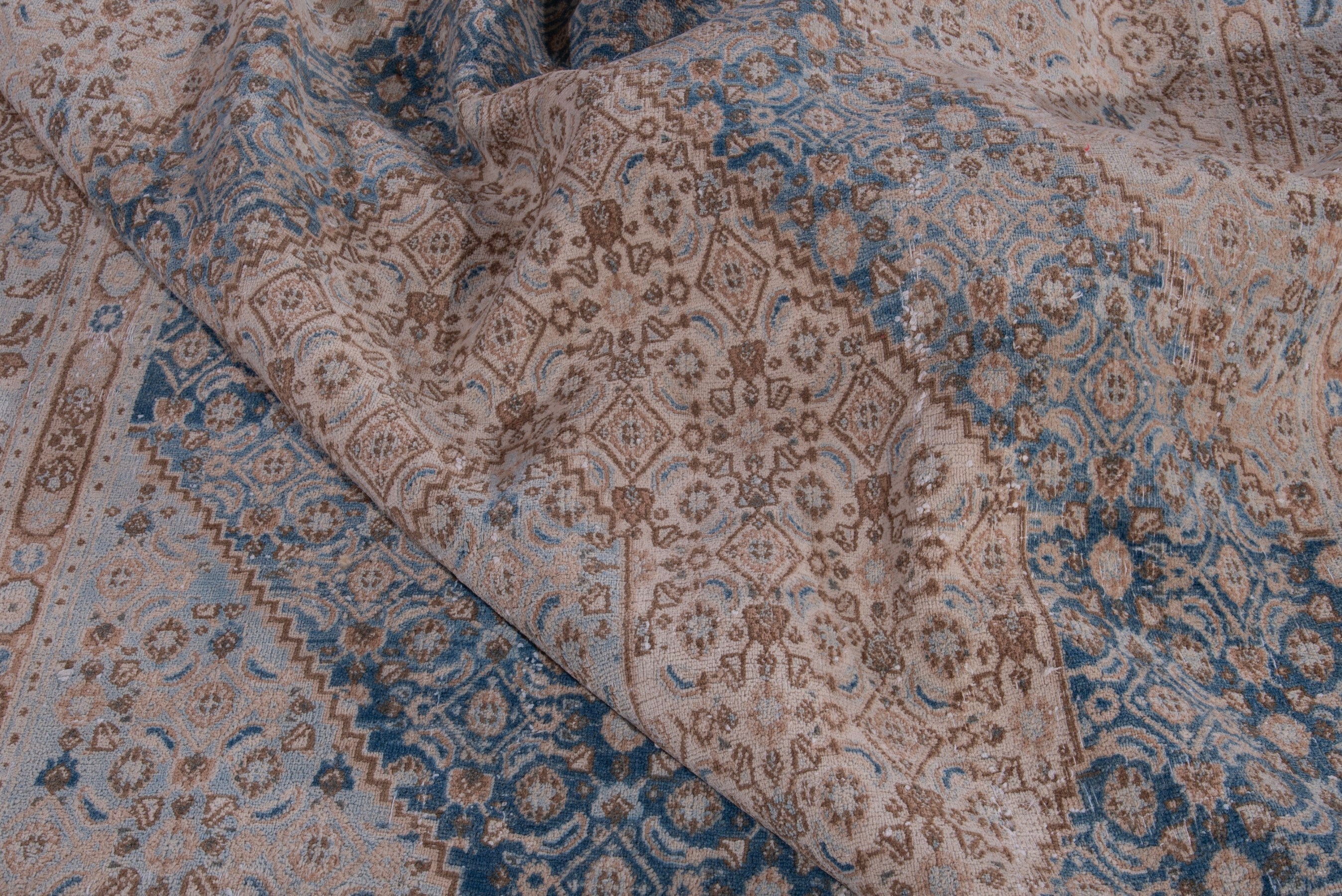 Persian Birjand area rug in beige and denim, view 18 of 23