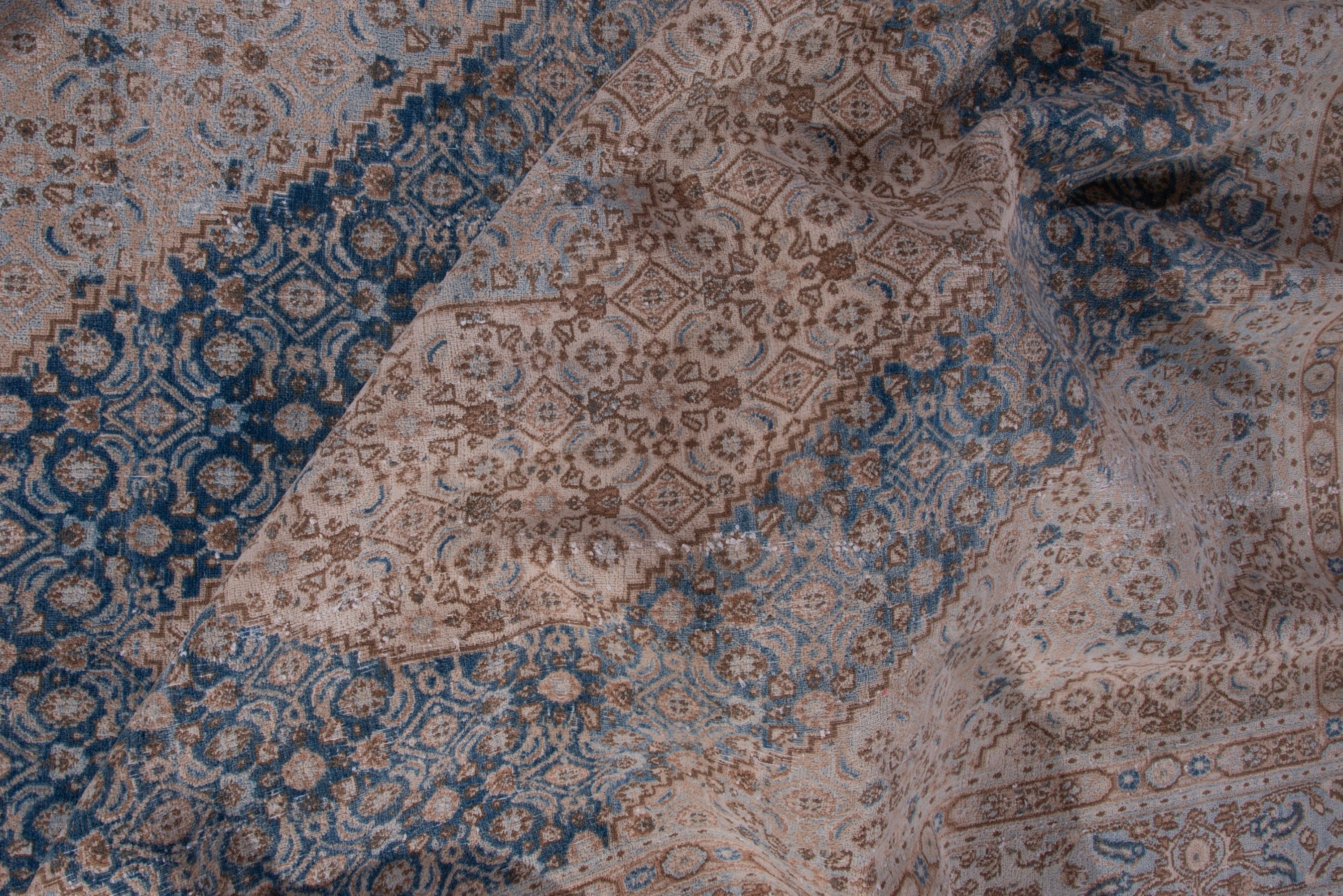Persian Birjand area rug in beige and denim, view 19 of 23