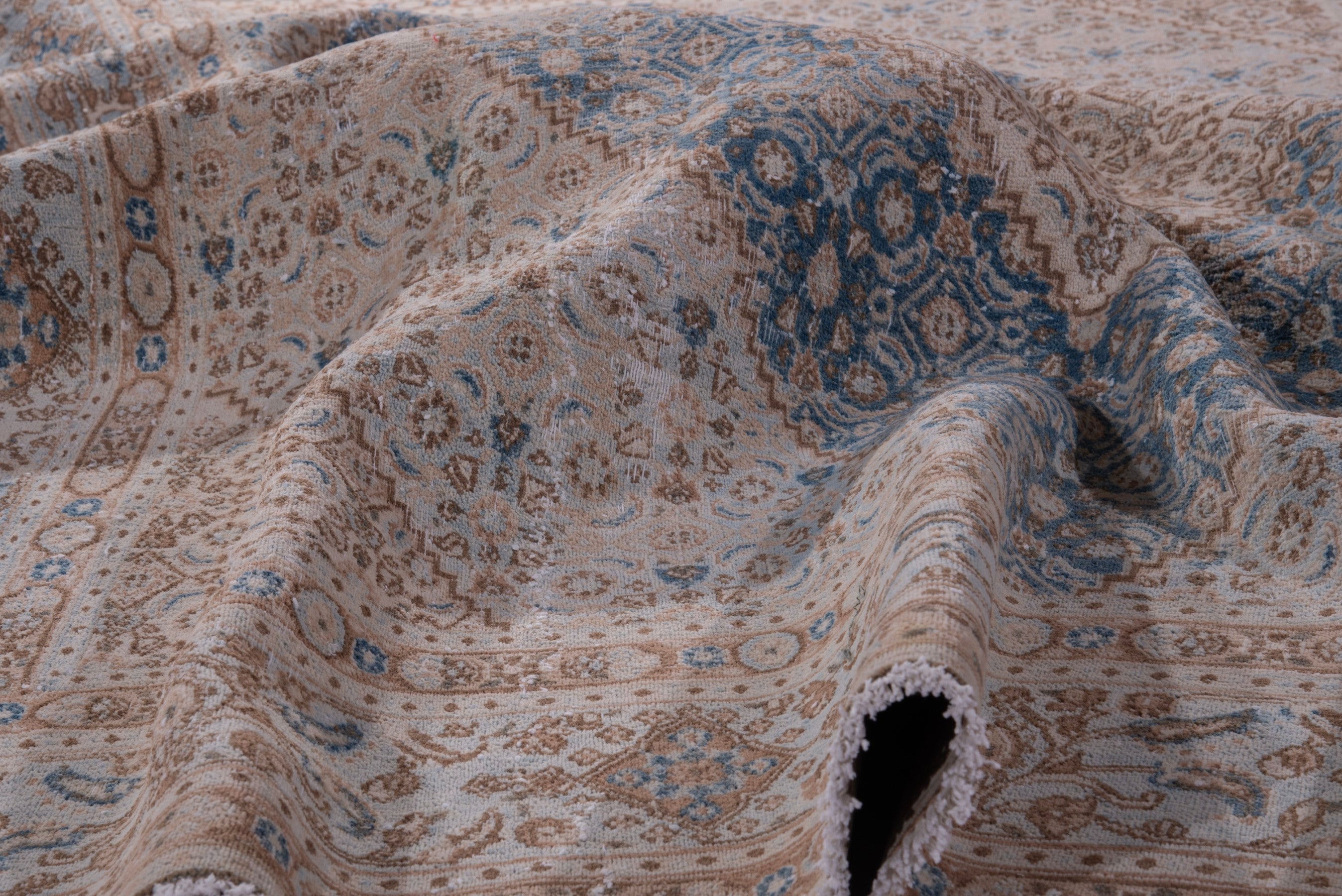Persian Birjand area rug in beige and denim, view 20 of 23