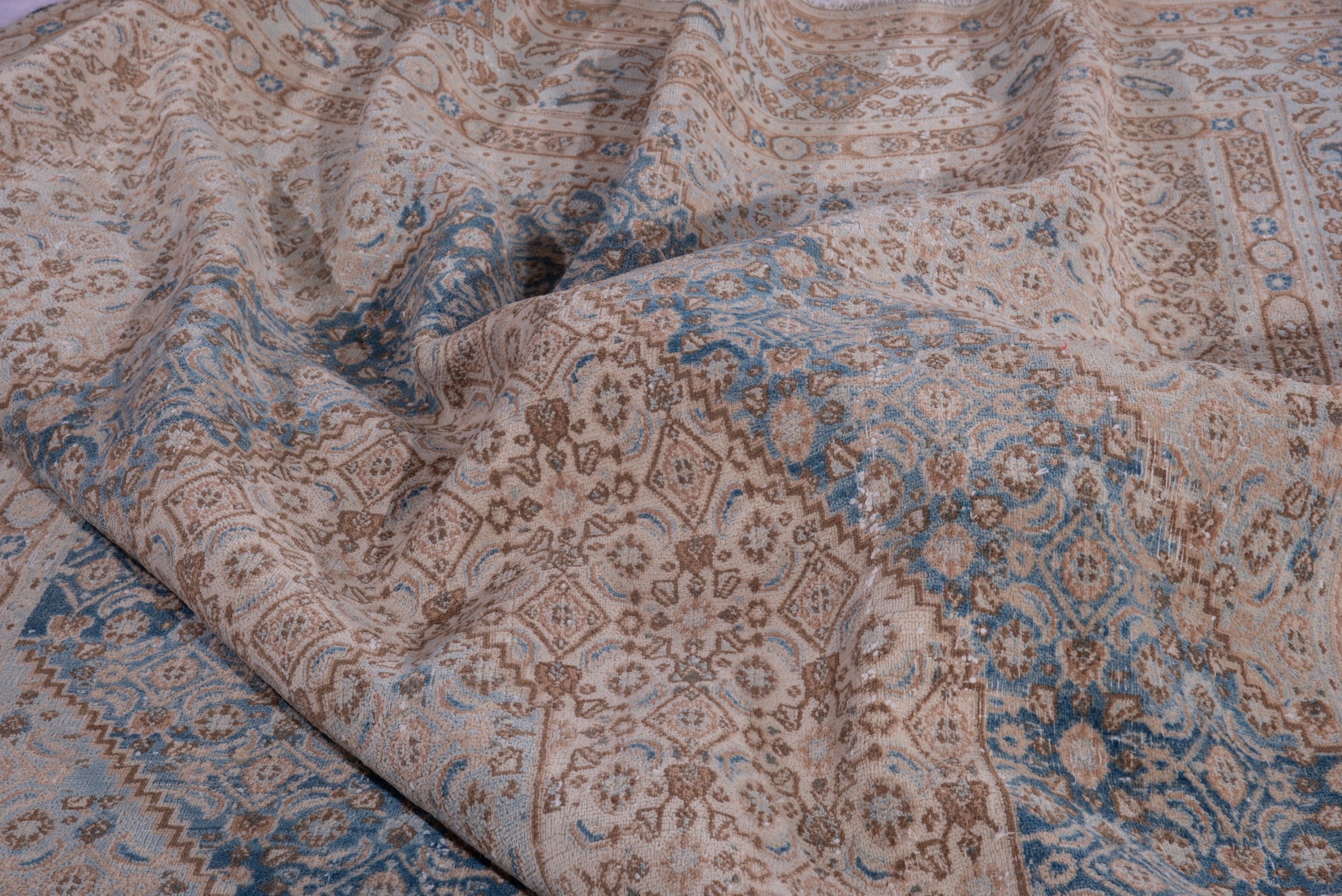 Persian Birjand area rug in beige and denim, view 22 of 23