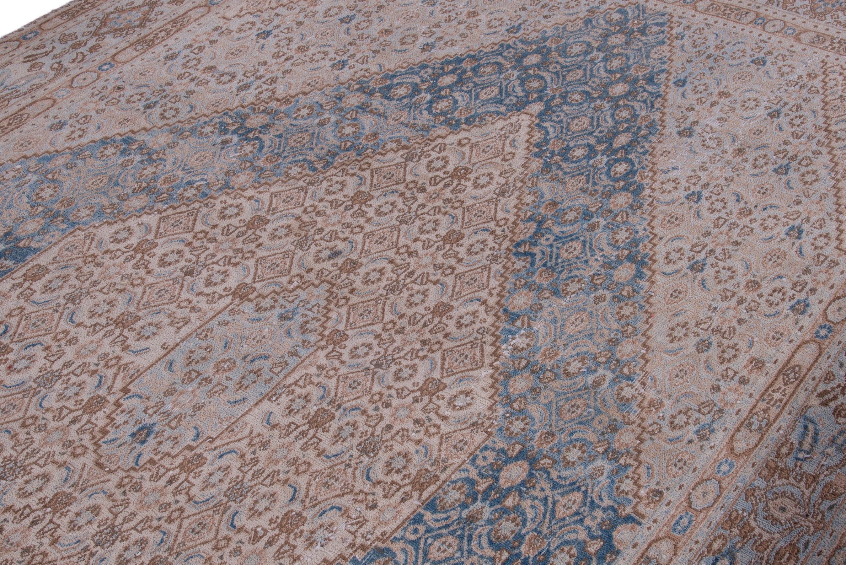 Persian Birjand area rug in beige and denim, view 6 of 23
