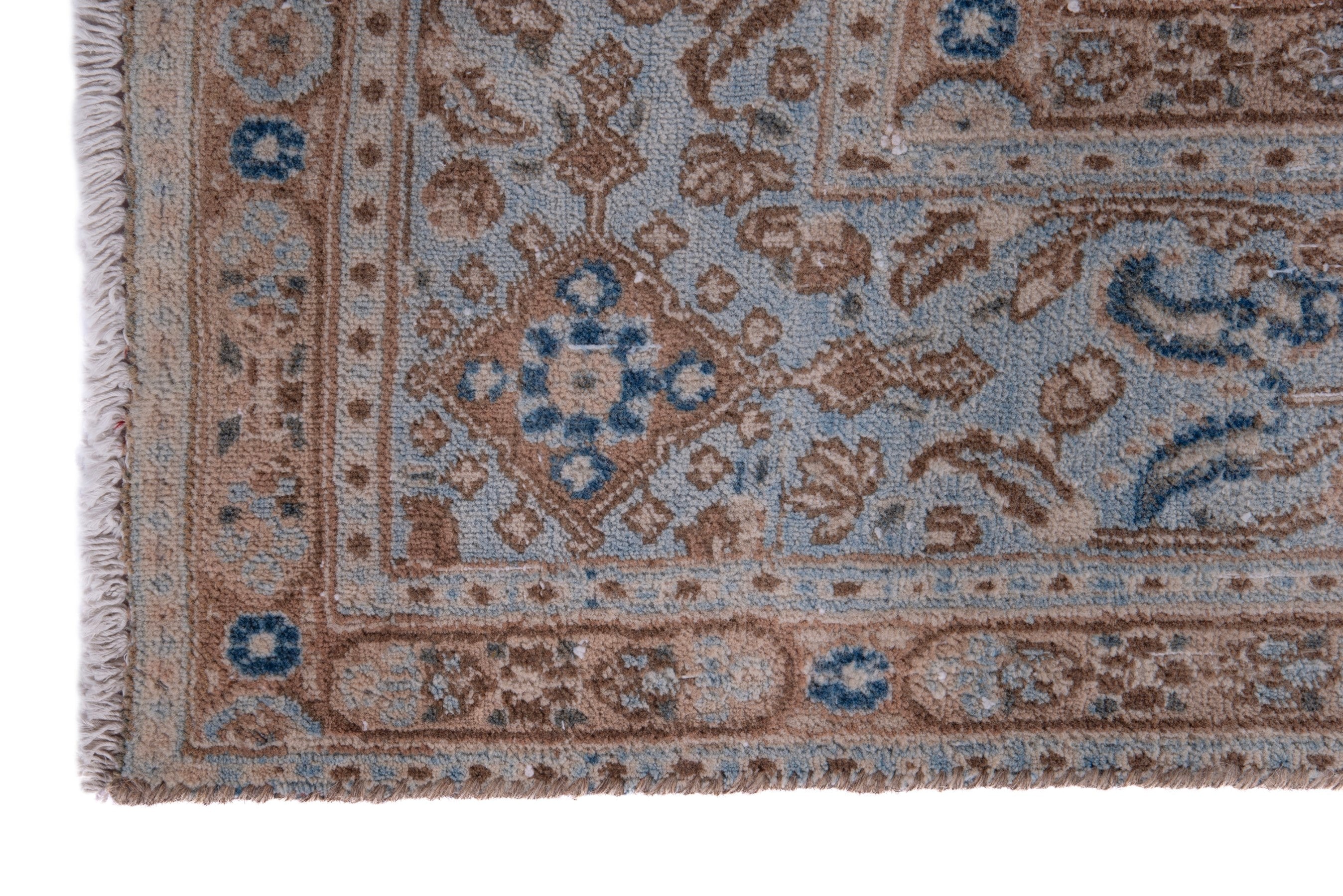 Persian Birjand area rug in beige and denim, view 5 of 23