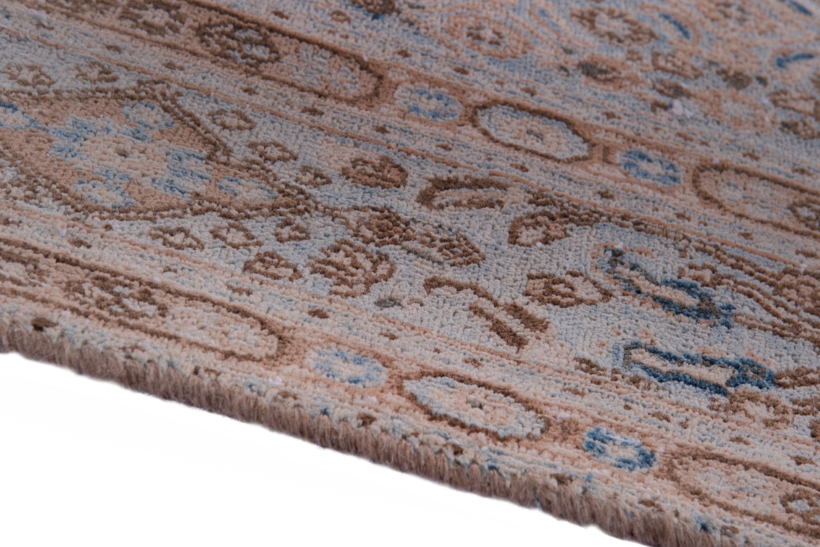 Persian Birjand area rug in beige and denim, view 8 of 23