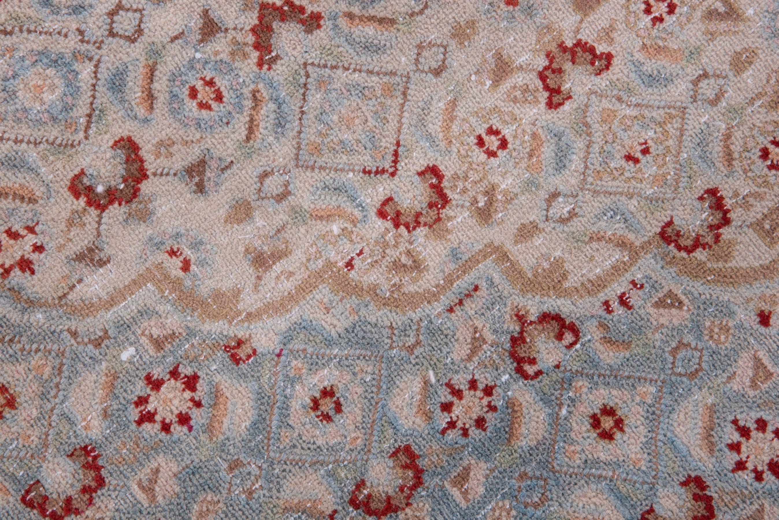 Persian Birjand area rug in dusty blue and rust, view 13 of 19