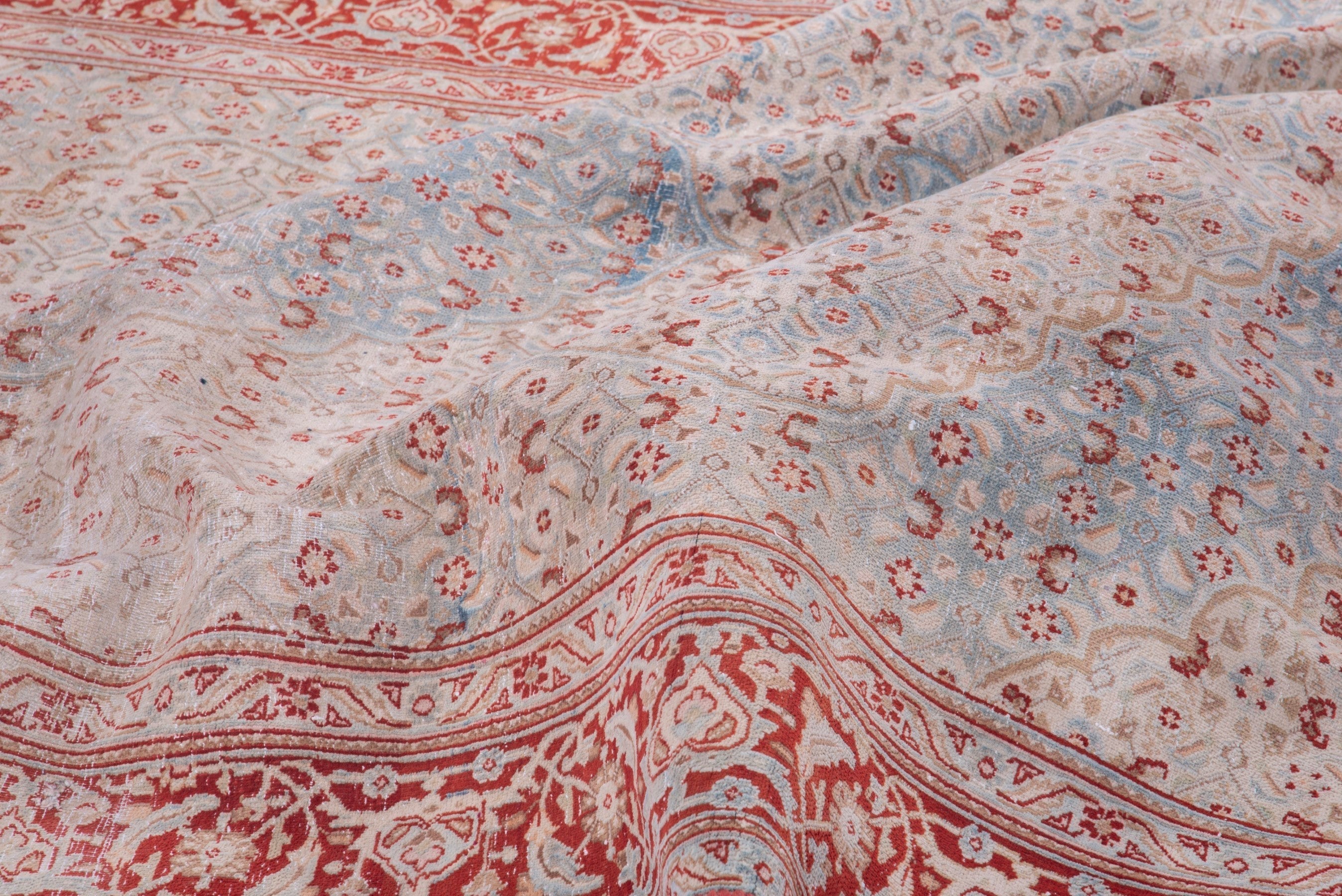 Persian Birjand area rug in dusty blue and rust, view 14 of 19