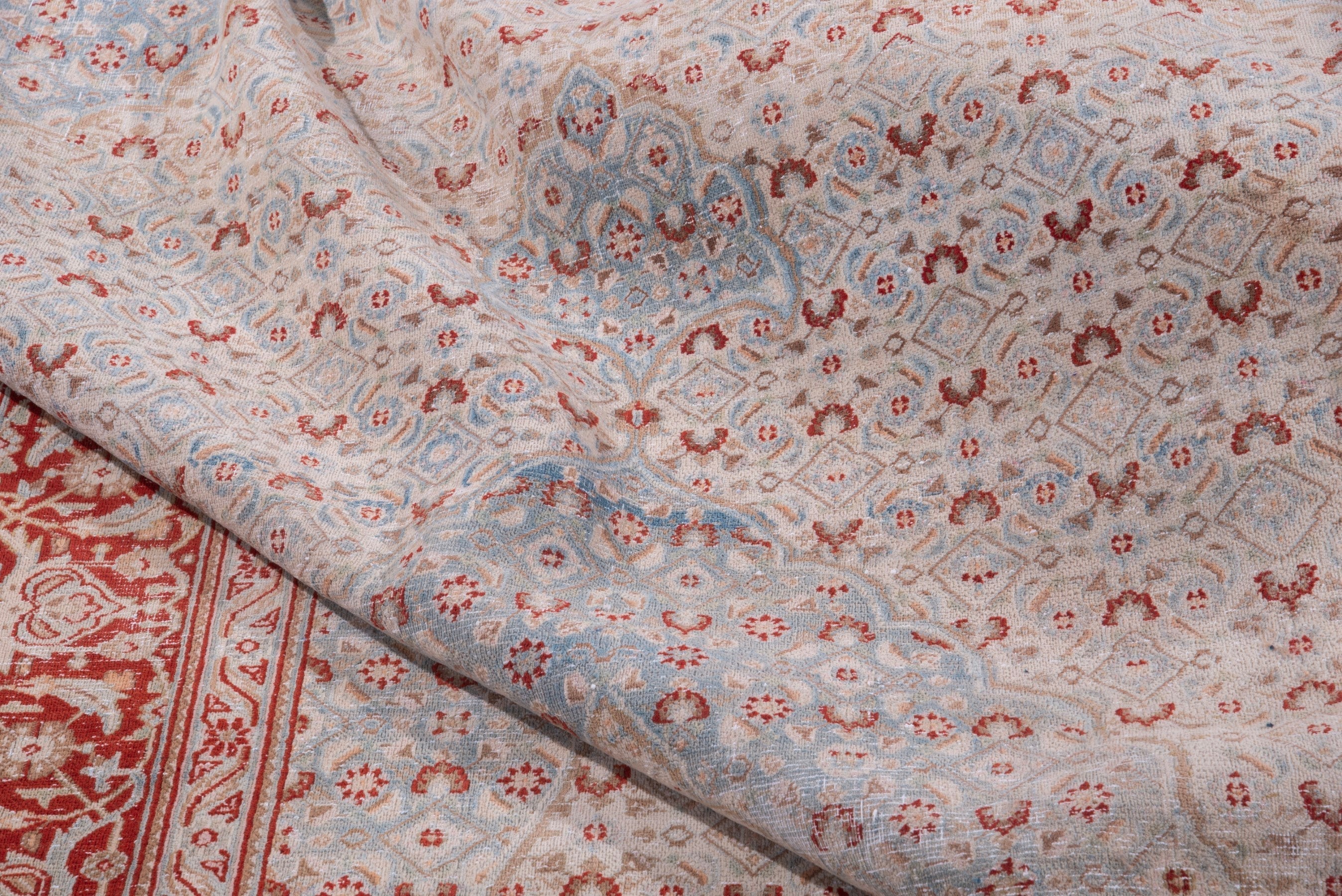 Persian Birjand area rug in dusty blue and rust, view 15 of 19