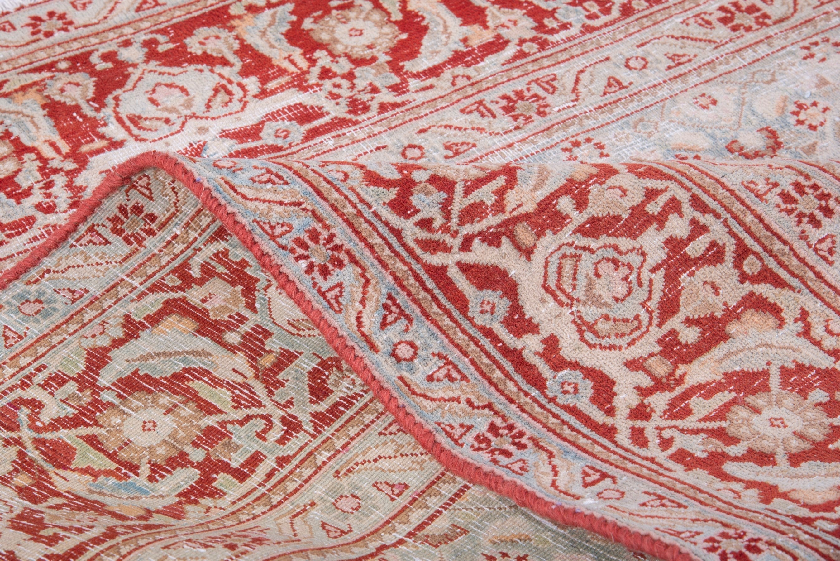Persian Birjand area rug in dusty blue and rust, view 17 of 19