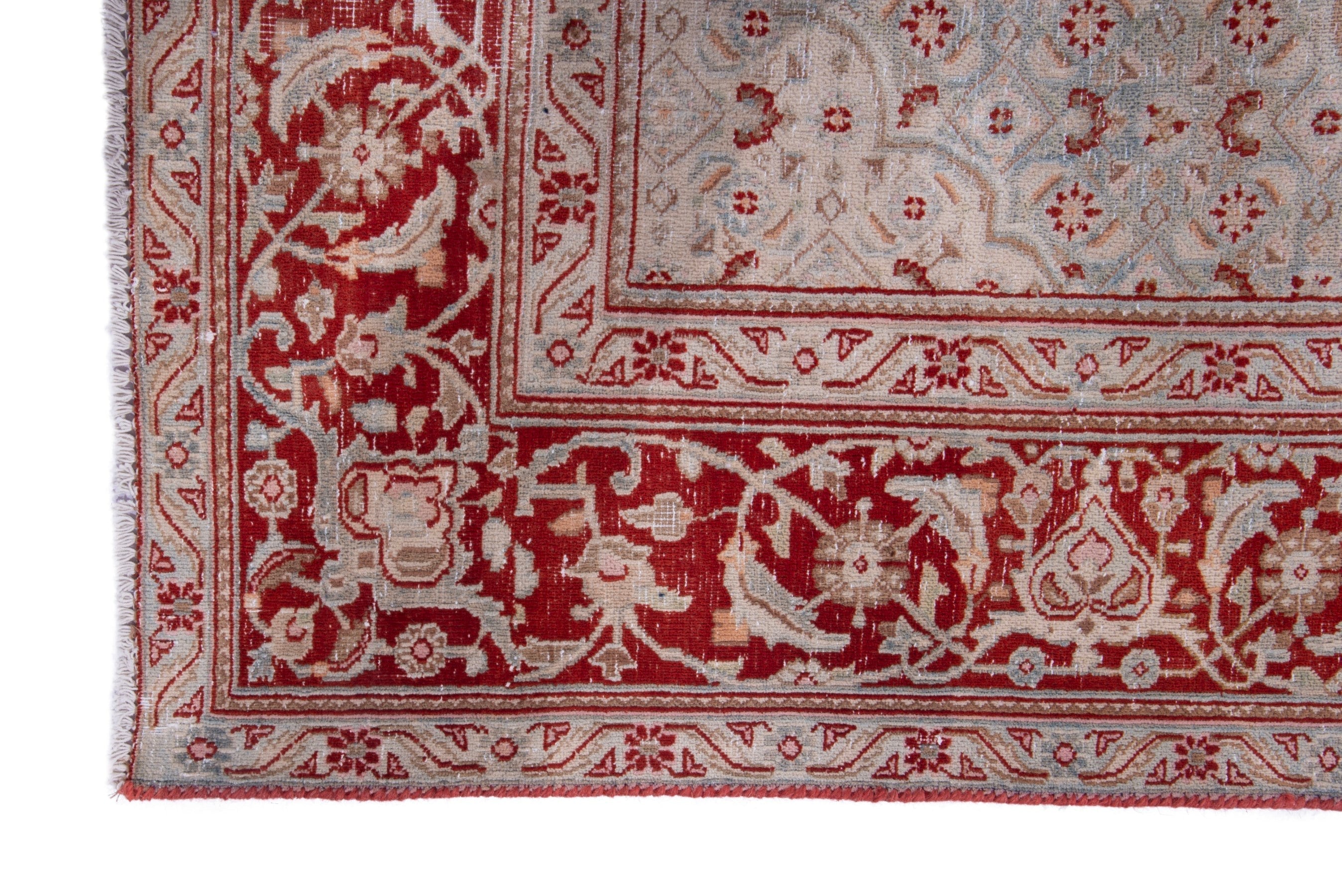 Persian Birjand area rug in dusty blue and rust, view 5 of 19