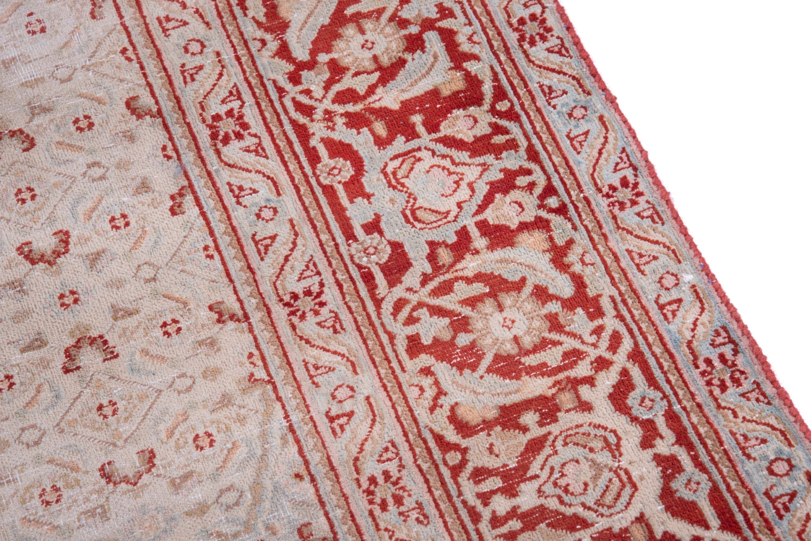 Persian Birjand area rug in dusty blue and rust, view 7 of 19