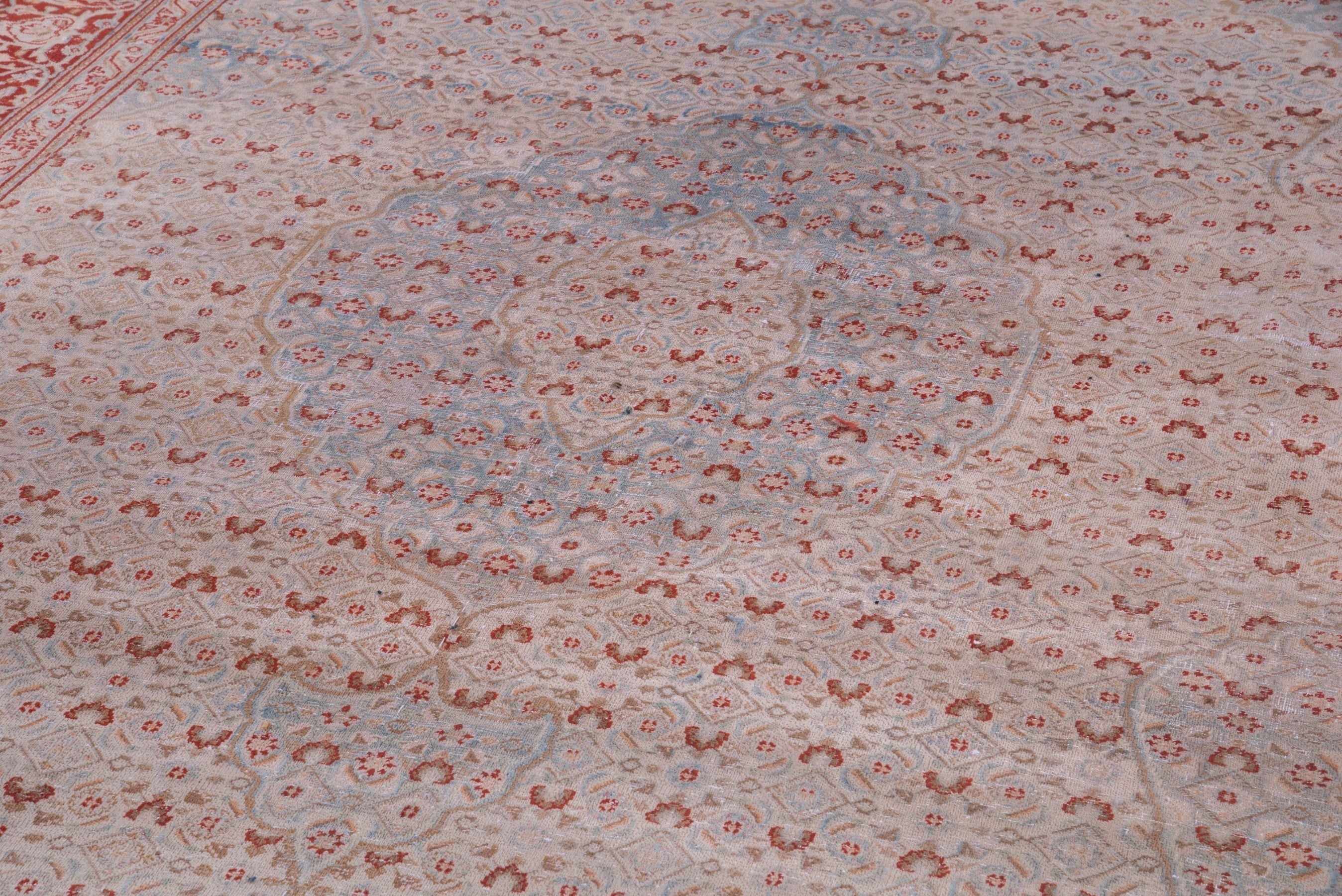 Persian Birjand area rug in dusty blue and rust, view 9 of 19