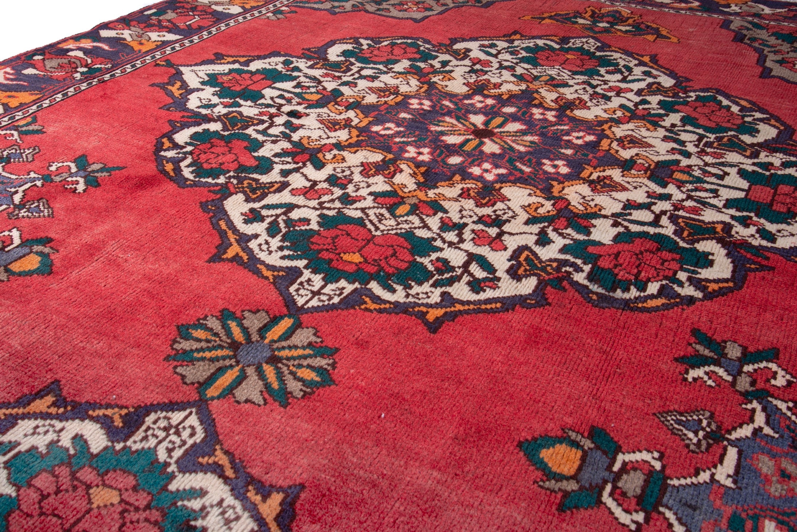 Persian Bakhtiari area rug in deep red and burgundy, view 15 of 19