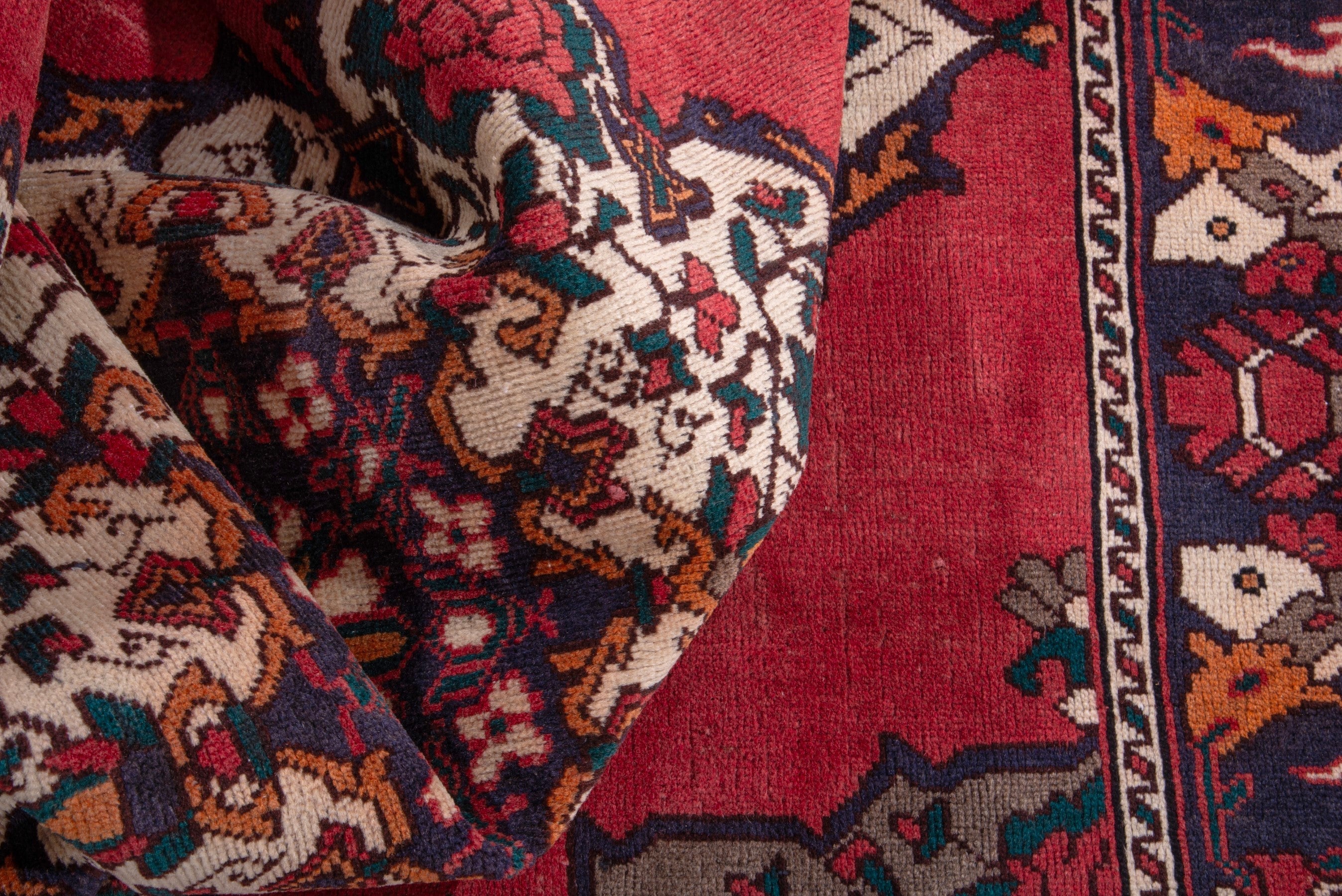 Persian Bakhtiari area rug in deep red and burgundy, view 16 of 19
