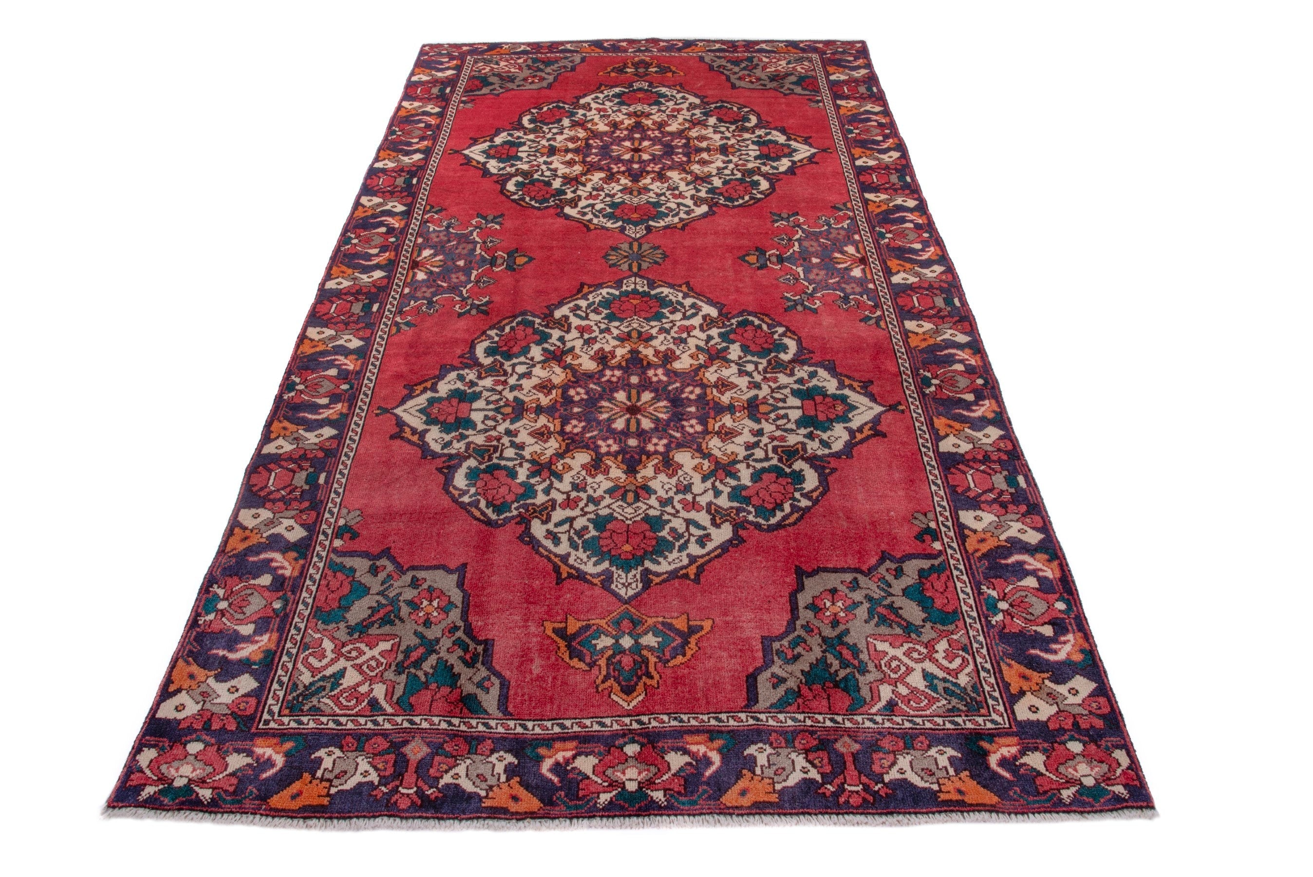 Persian Bakhtiari area rug in deep red and burgundy, view 2 of 19