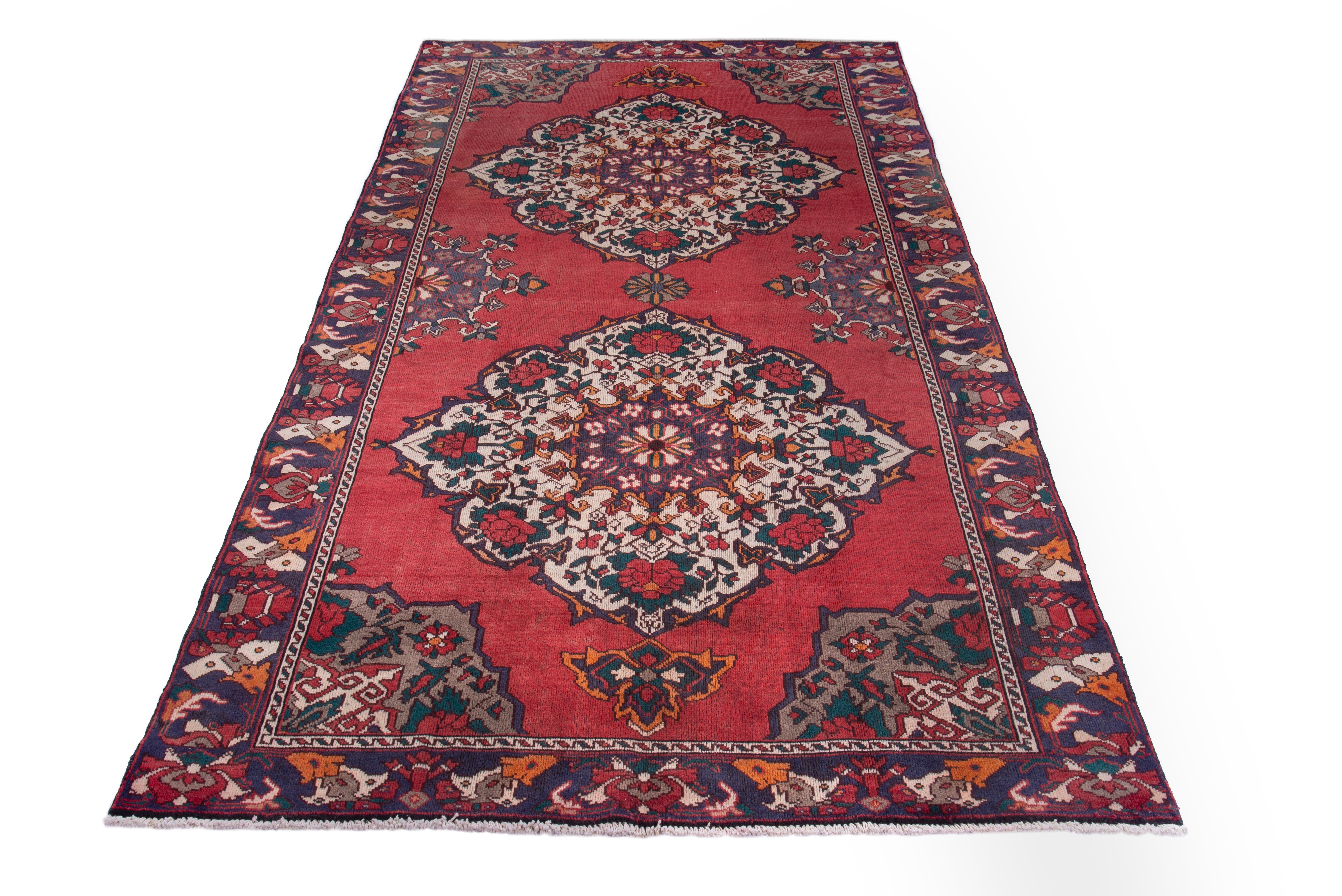 Persian Bakhtiari area rug in deep red and burgundy, view 3 of 19