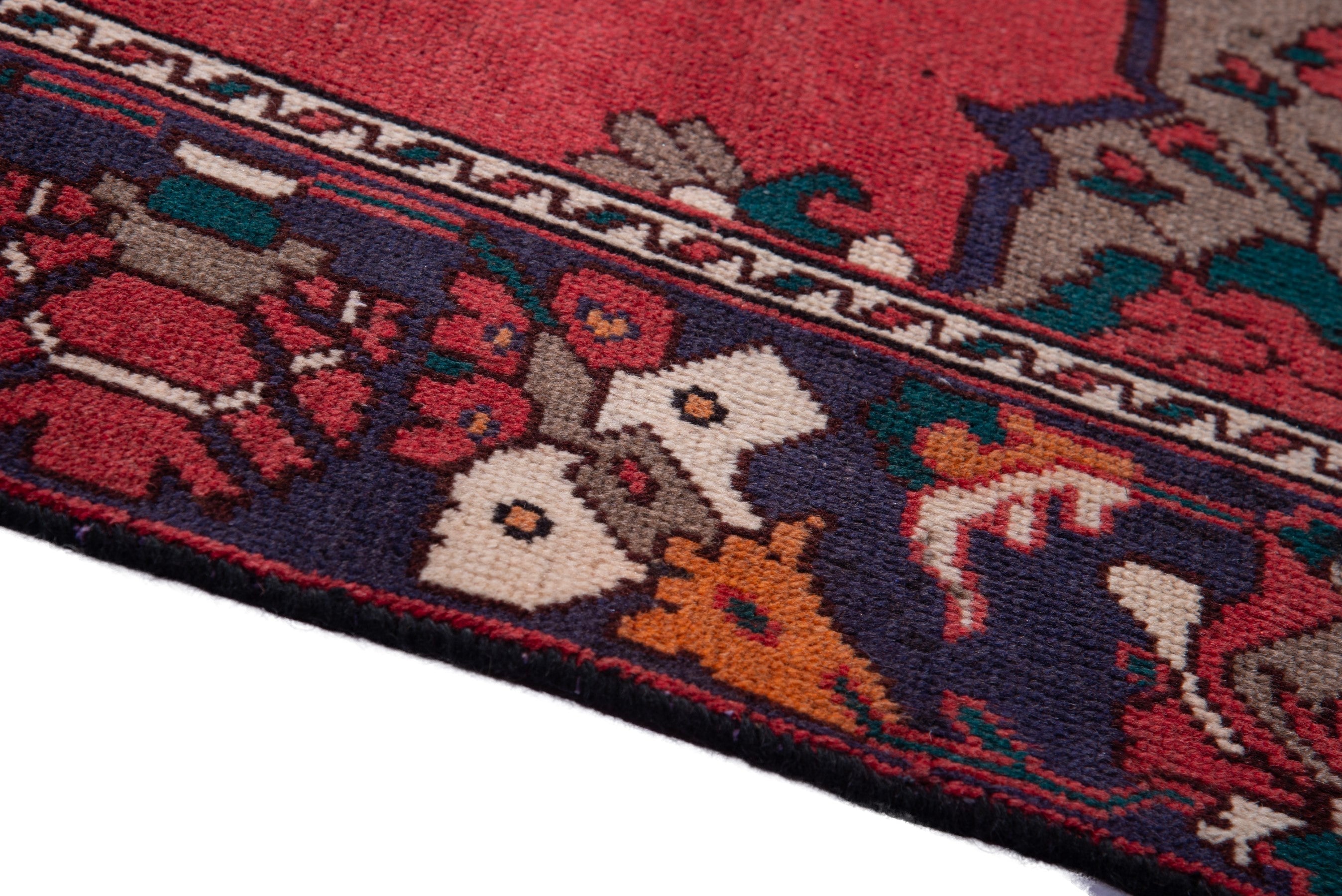 Persian Bakhtiari area rug in deep red and burgundy, view 8 of 19