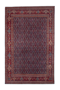 Turkish Anatolian area rug in navy and deep red, view 2 of 20
