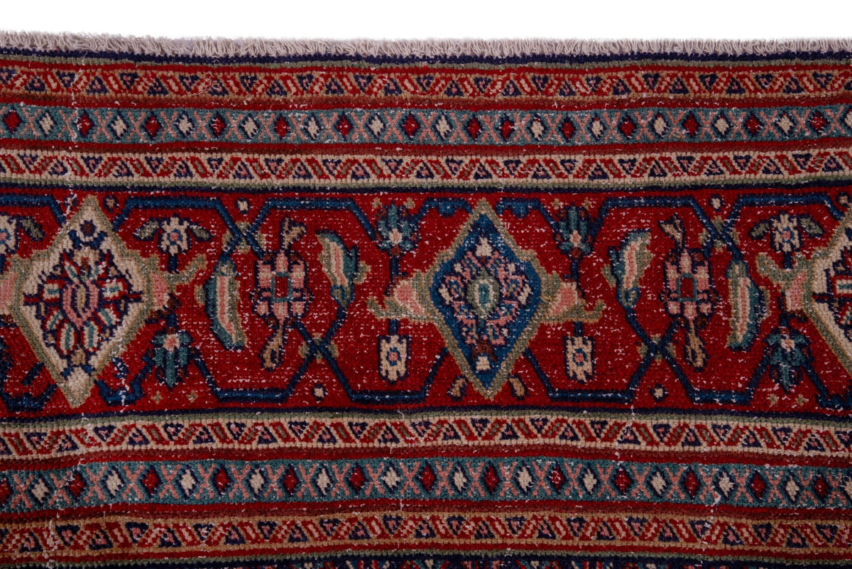 Turkish Anatolian area rug in navy and deep red, view 3 of 20