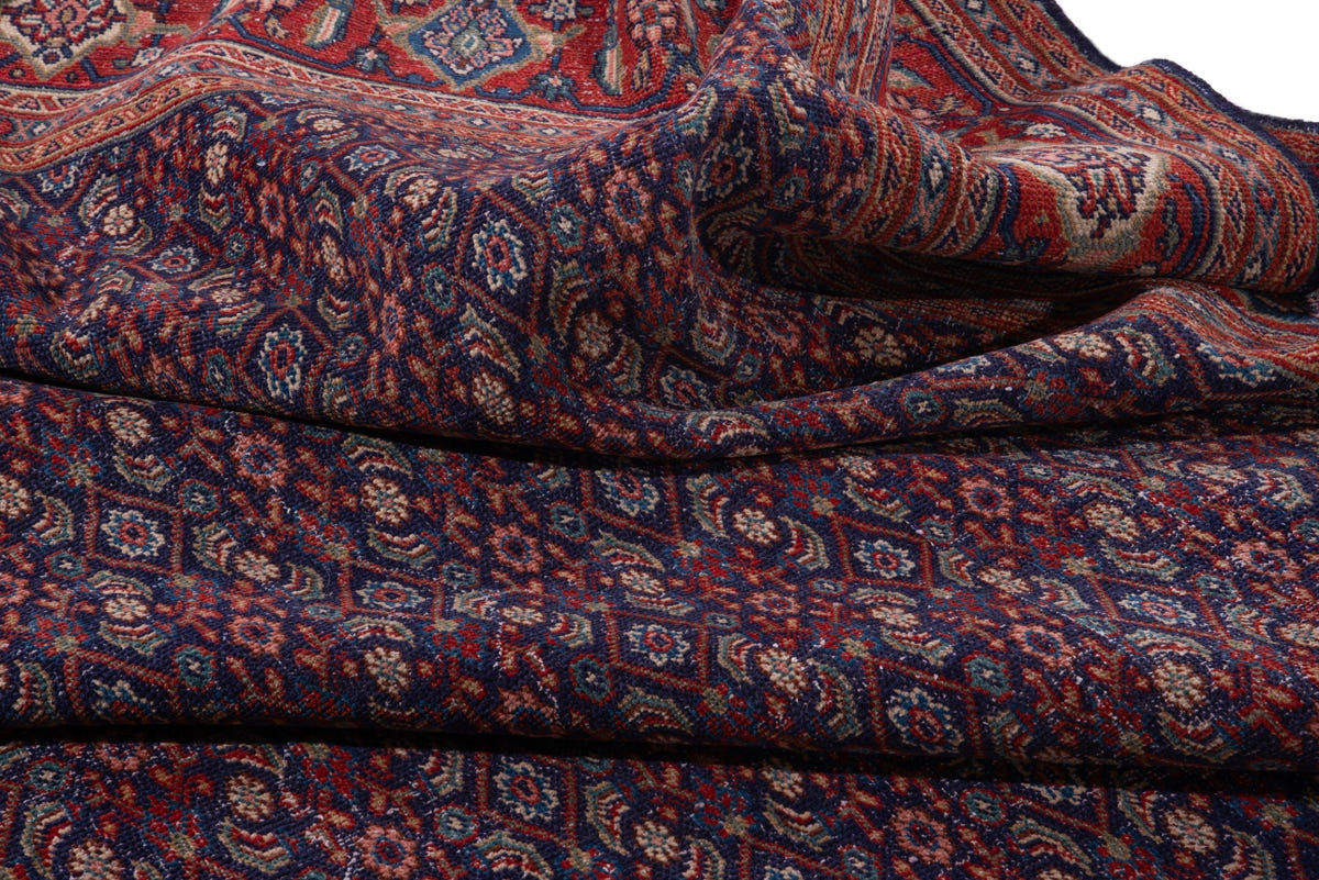 Turkish Anatolian area rug in navy and deep red, view 6 of 20