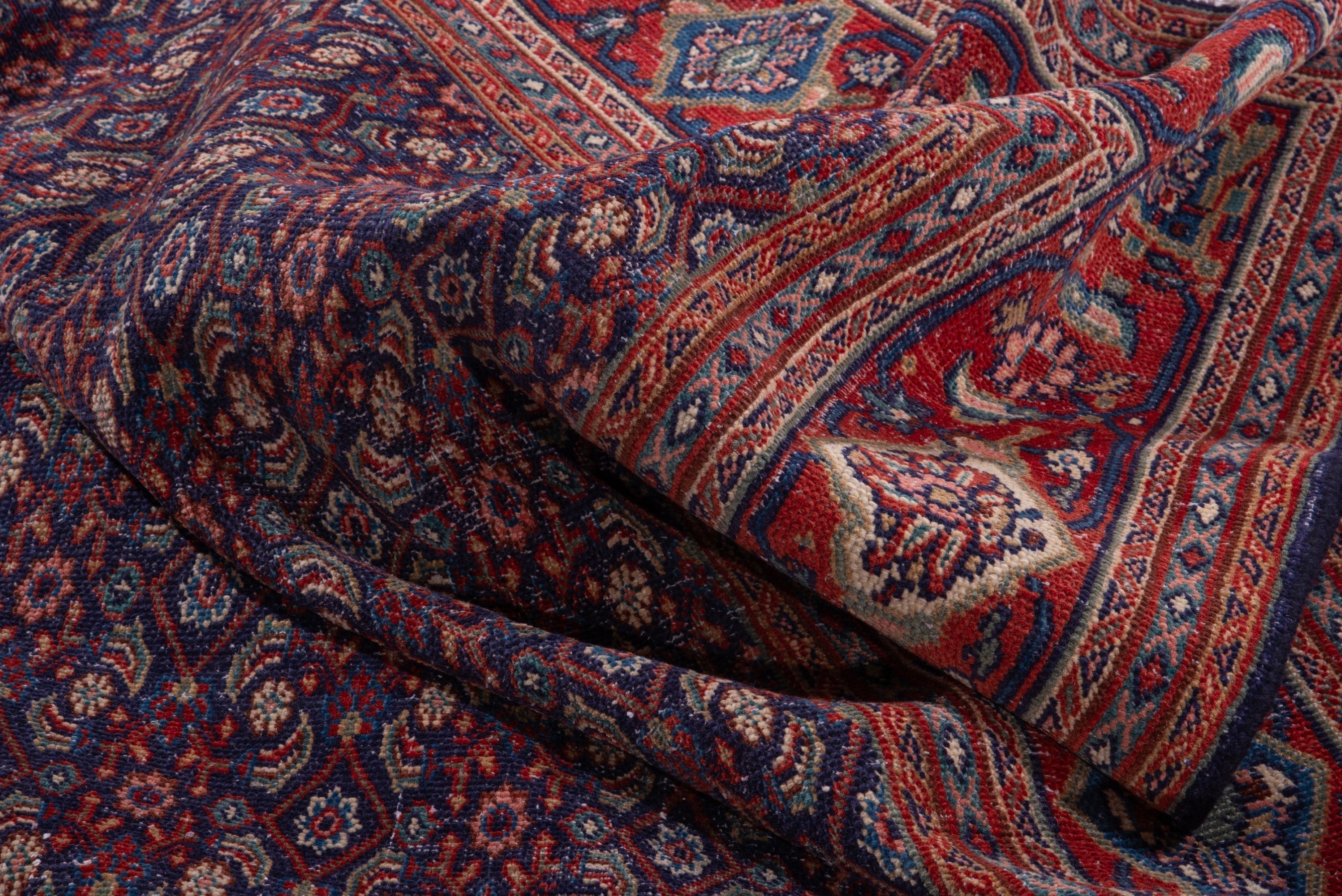 Turkish Anatolian area rug in navy and deep red, view 14 of 19