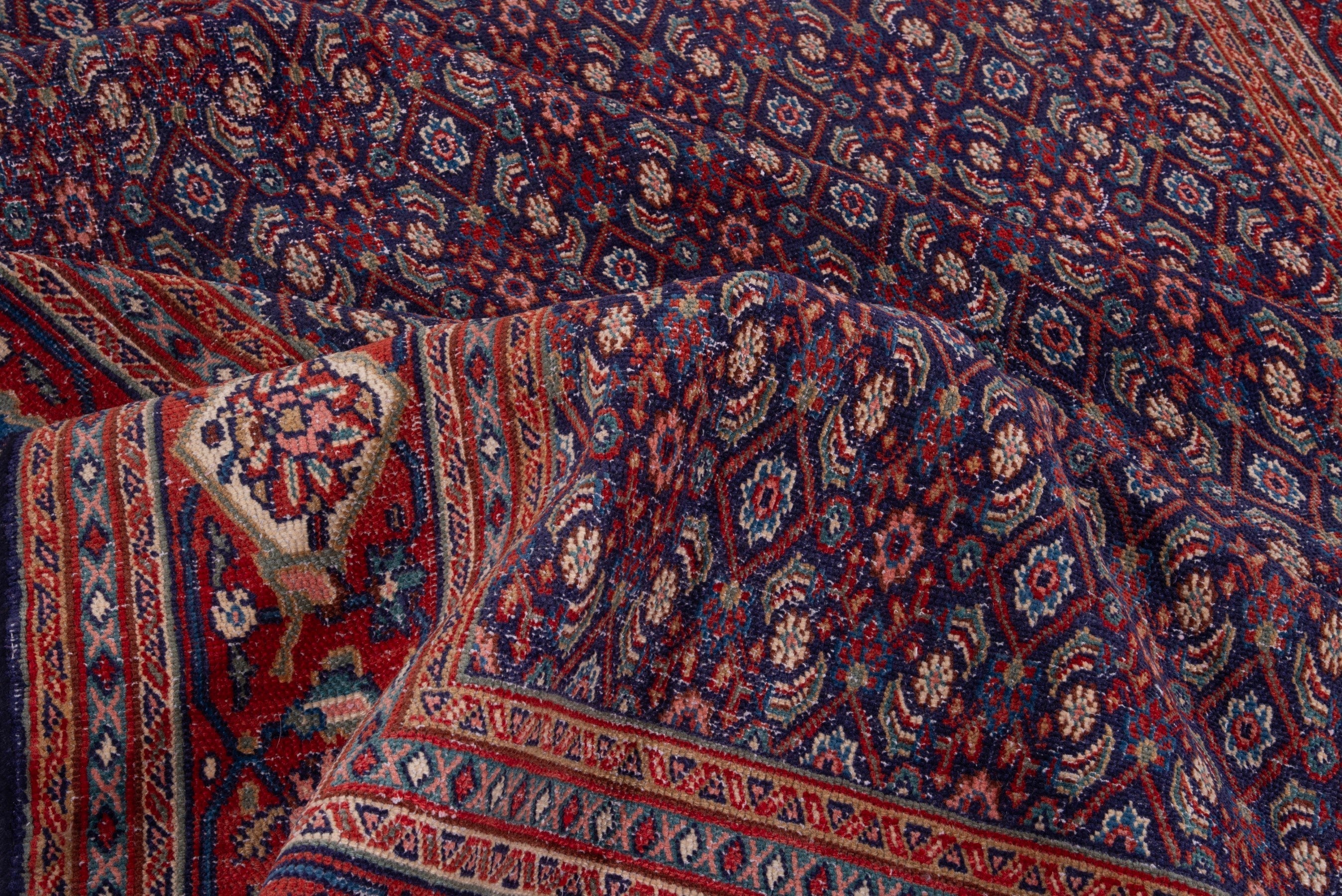 Turkish Anatolian area rug in navy and deep red, view 16 of 19