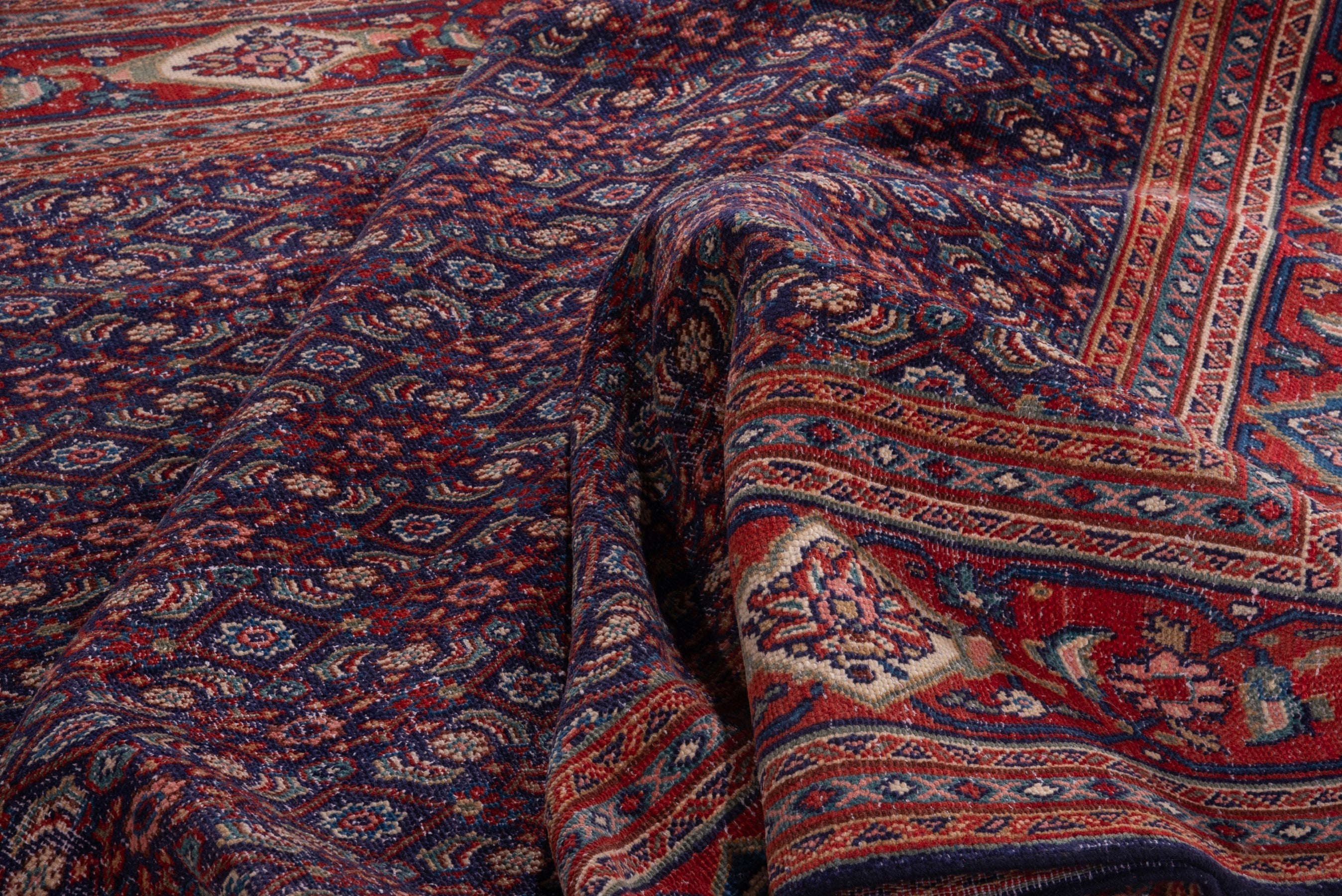 Turkish Anatolian area rug in navy and deep red, view 18 of 19