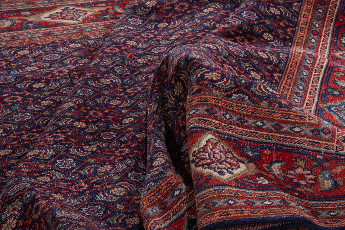 Turkish Anatolian area rug in navy and deep red, view 11 of 20