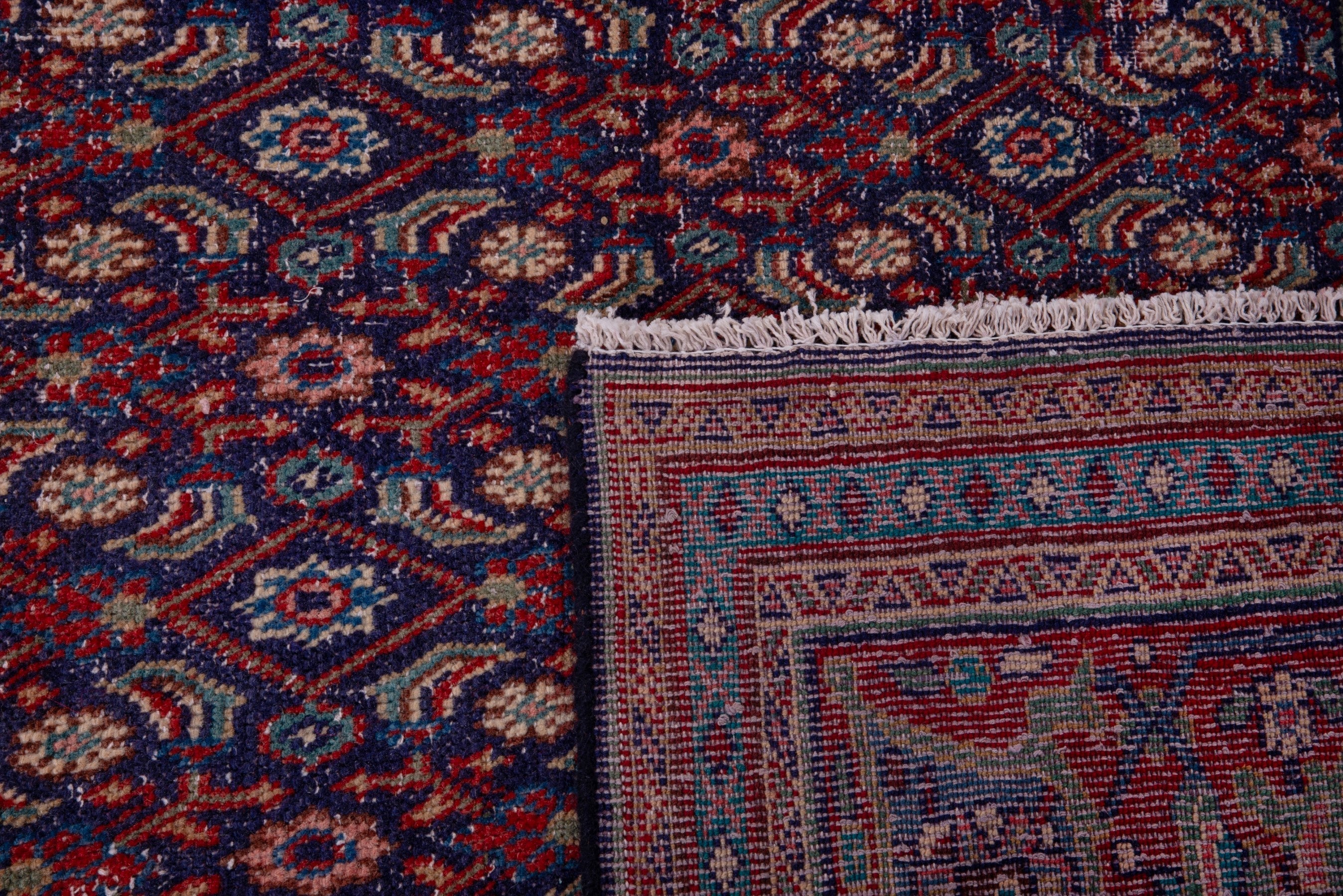 Turkish Anatolian area rug in navy and deep red, view 19 of 19