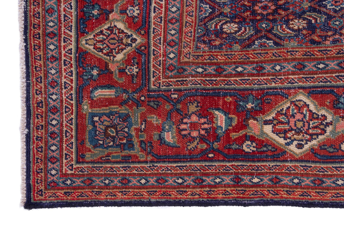 Turkish Anatolian area rug in navy and deep red, view 16 of 20