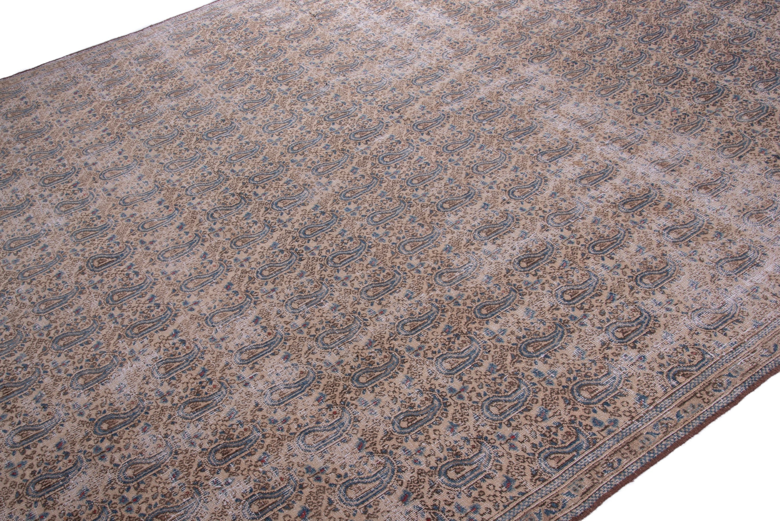 Persian Birjand oversized rug in taupe and greige, view 6 of 17