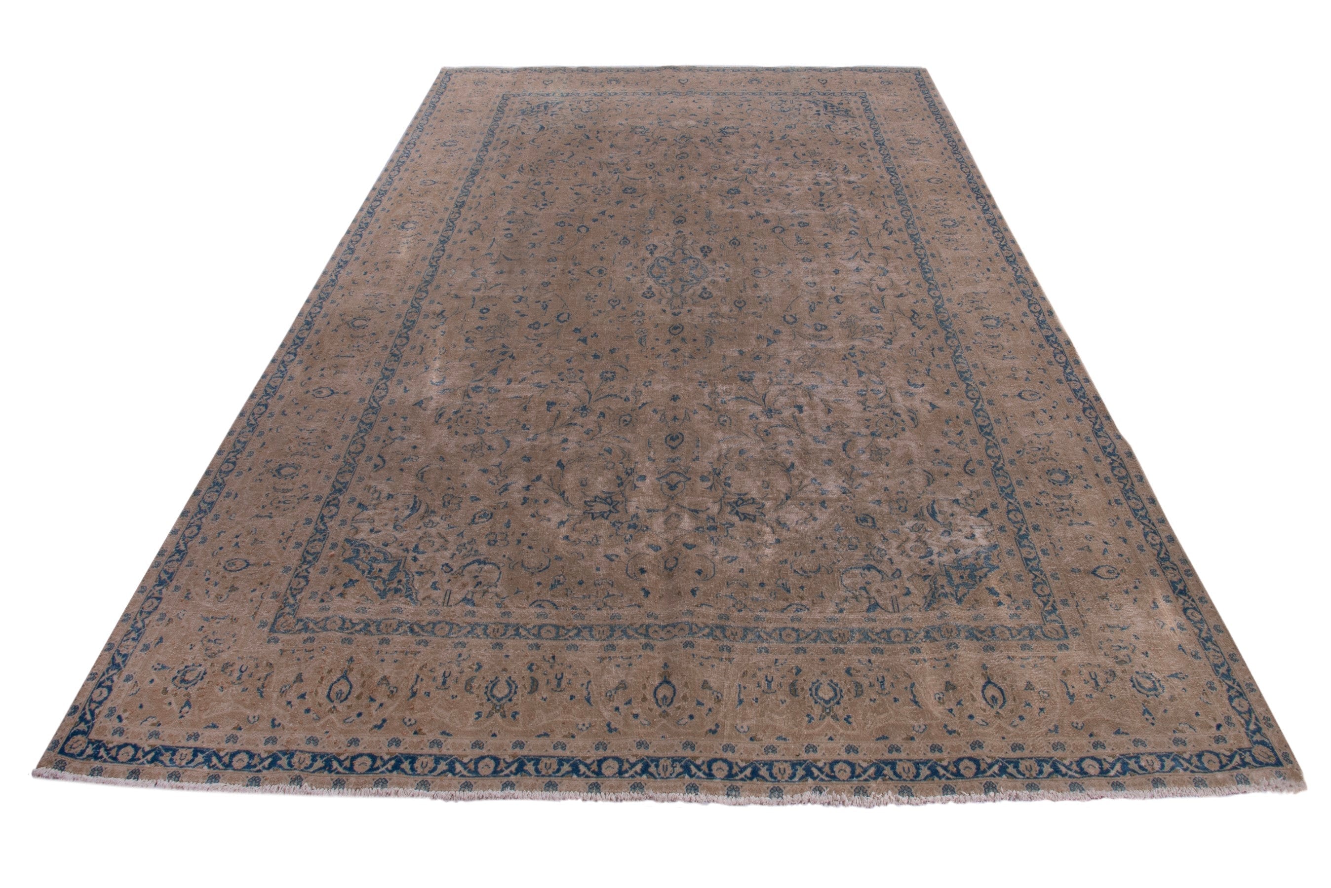 Persian oversized rug in tan and greige, view 2 of 17