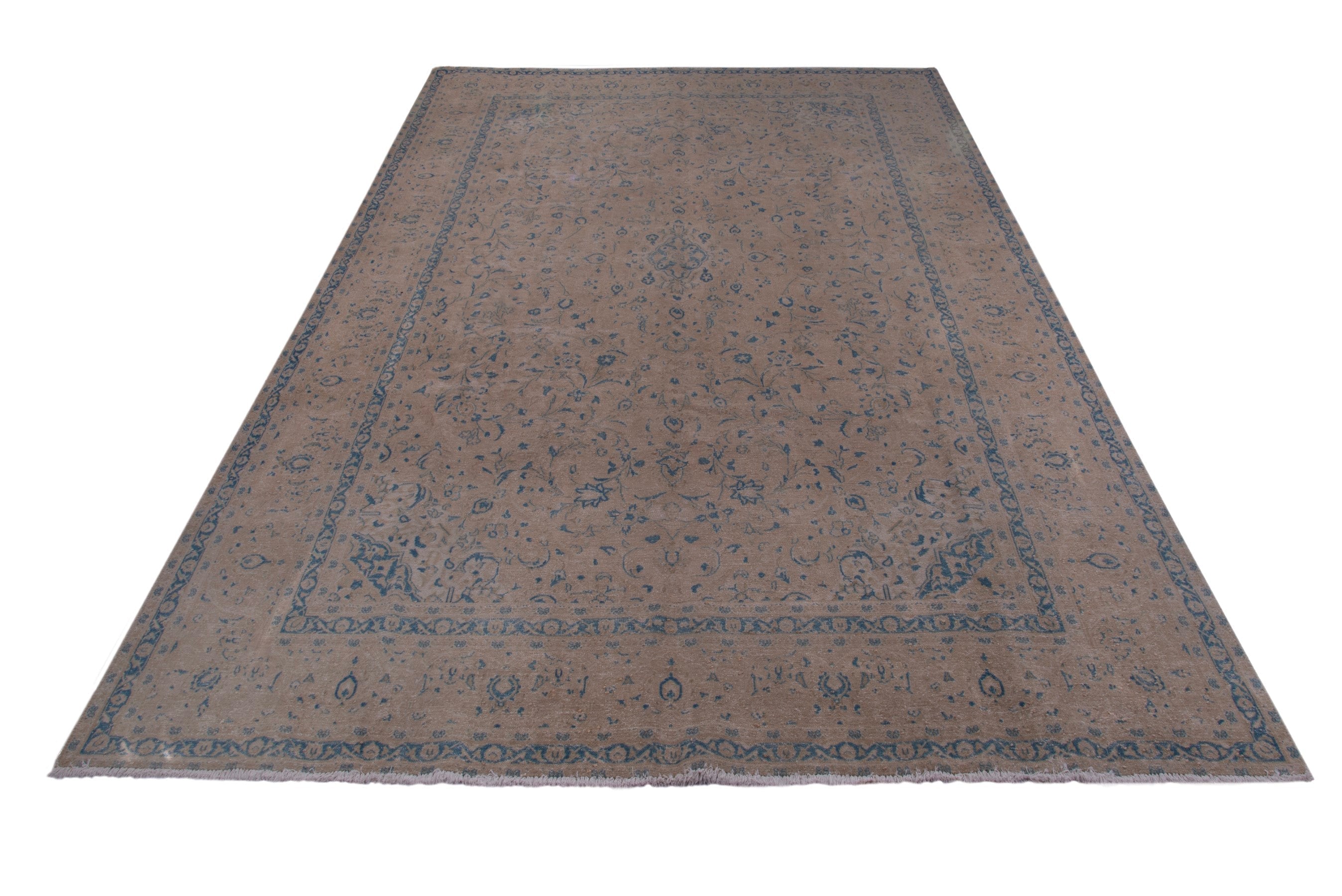 Persian oversized rug in tan and greige, view 3 of 17