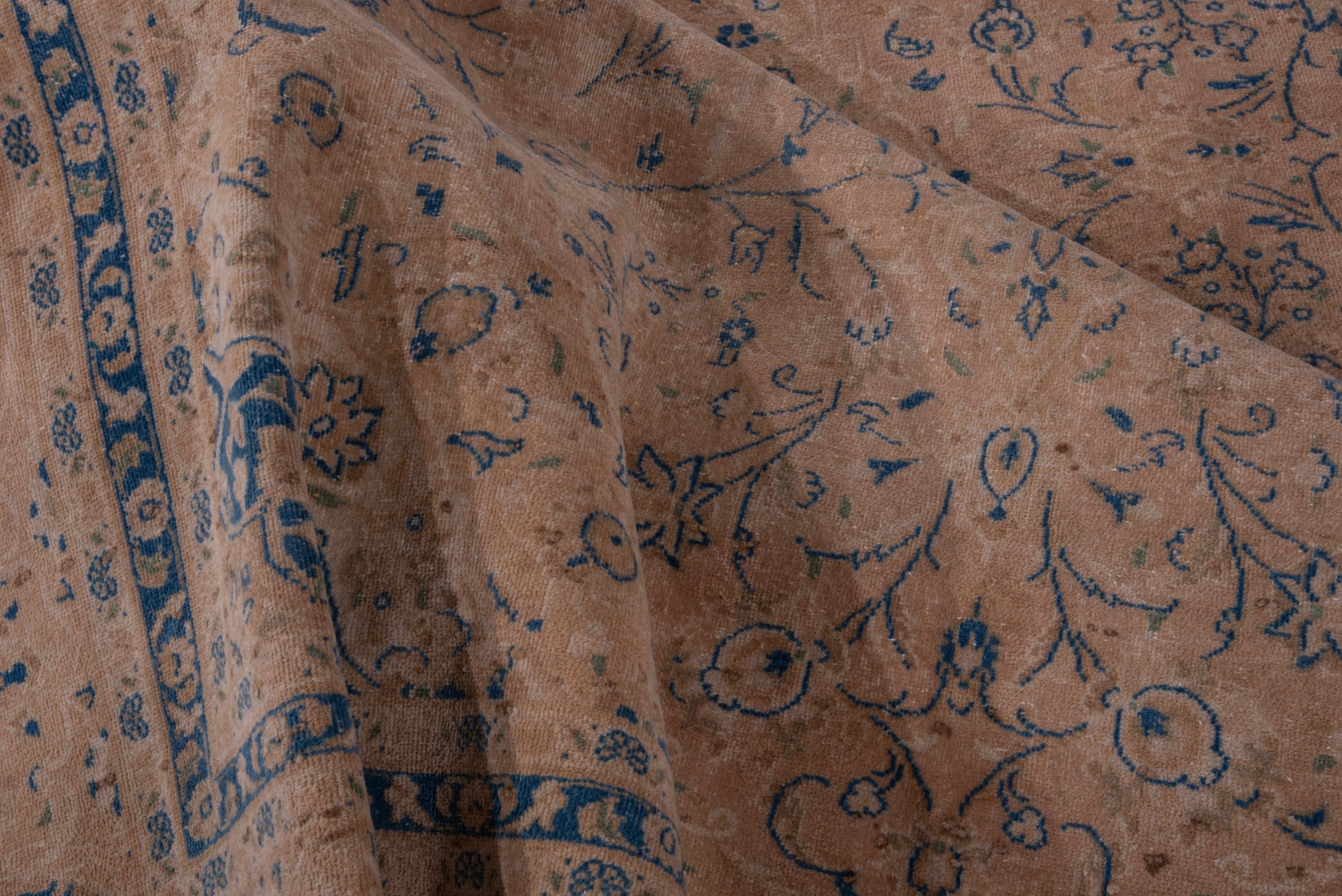 Persian Kashan oversized rug in terracotta and denim, view 15 of 18