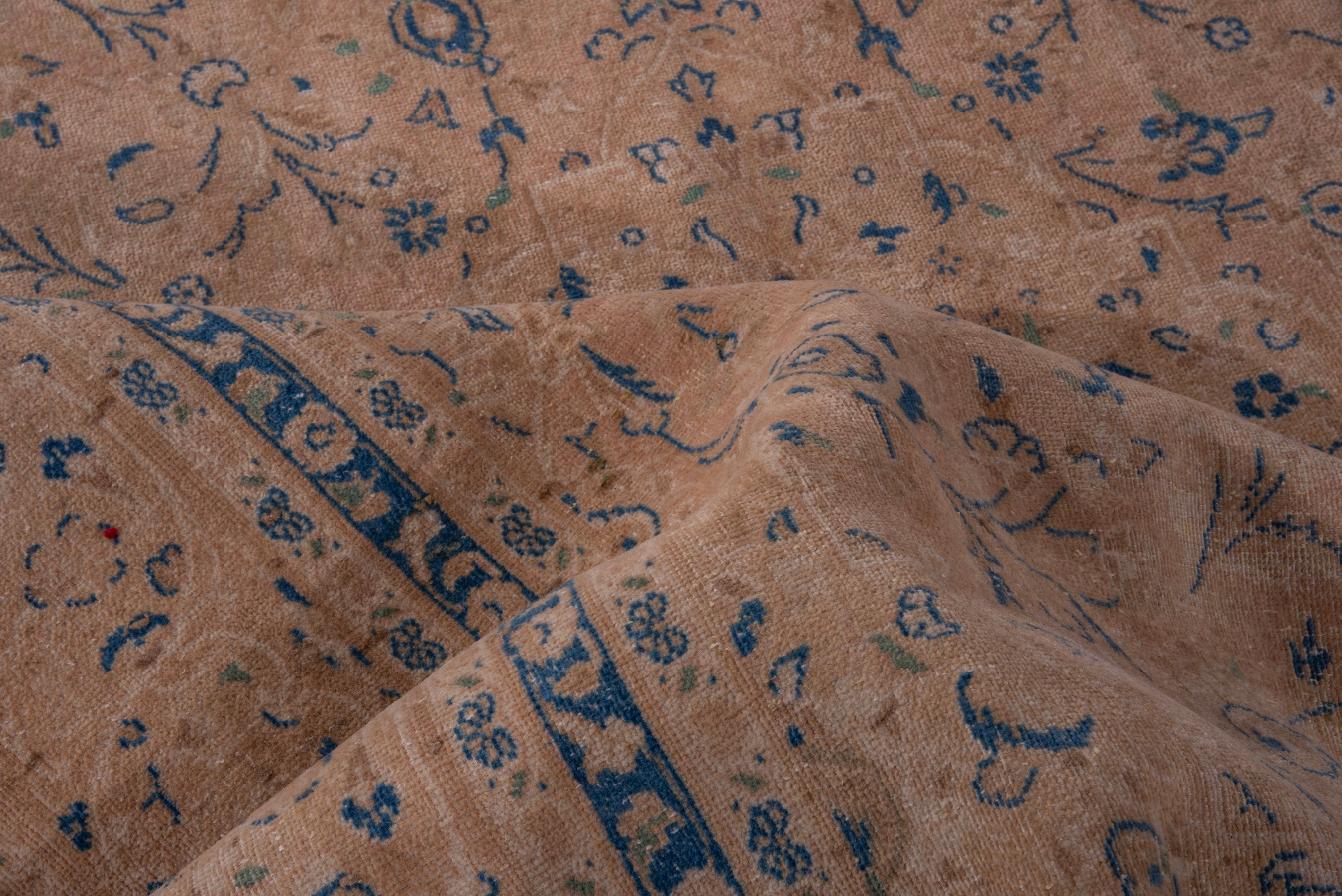 Persian Kashan oversized rug in terracotta and denim, view 16 of 18