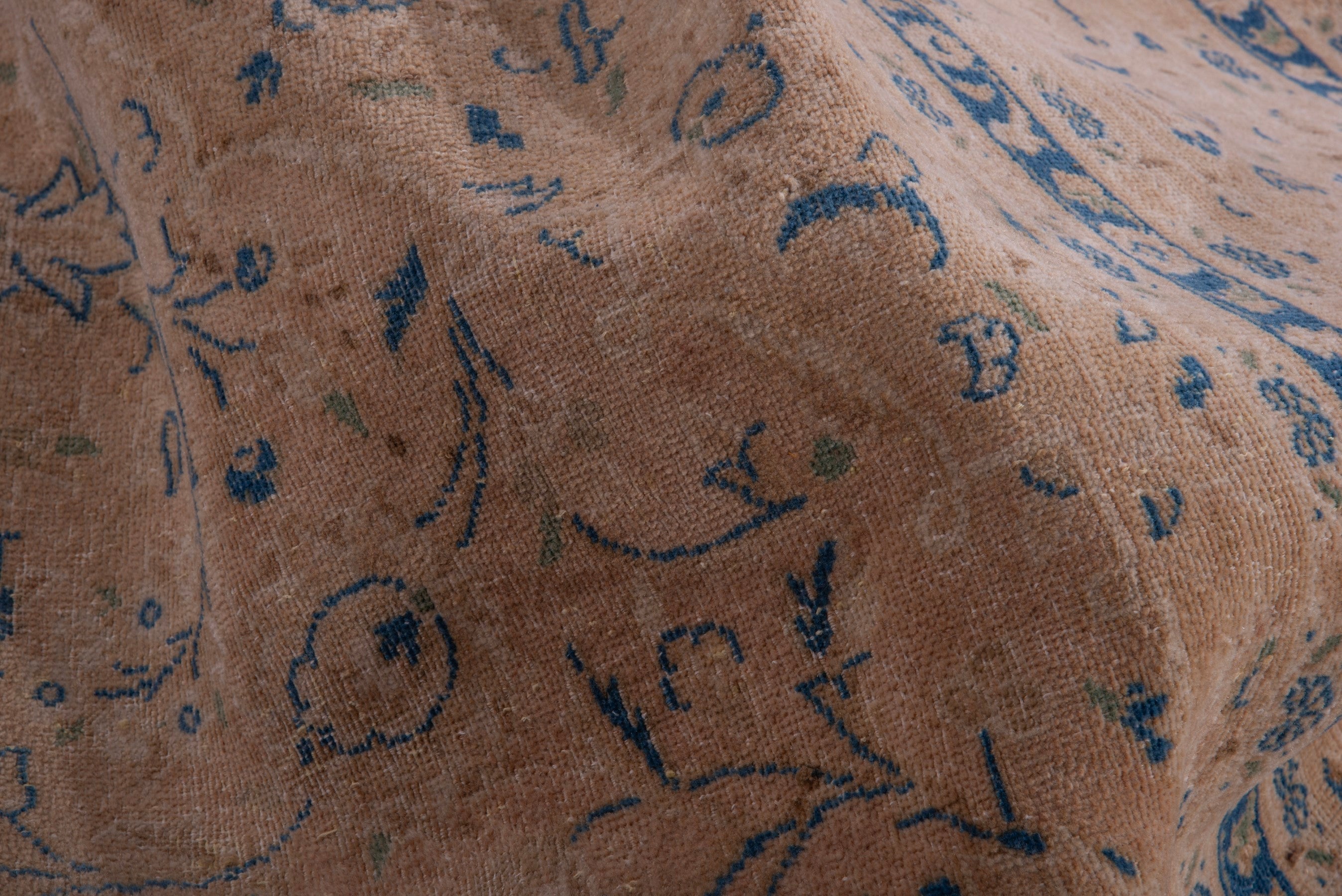 Persian Kashan oversized rug in terracotta and denim, view 17 of 18