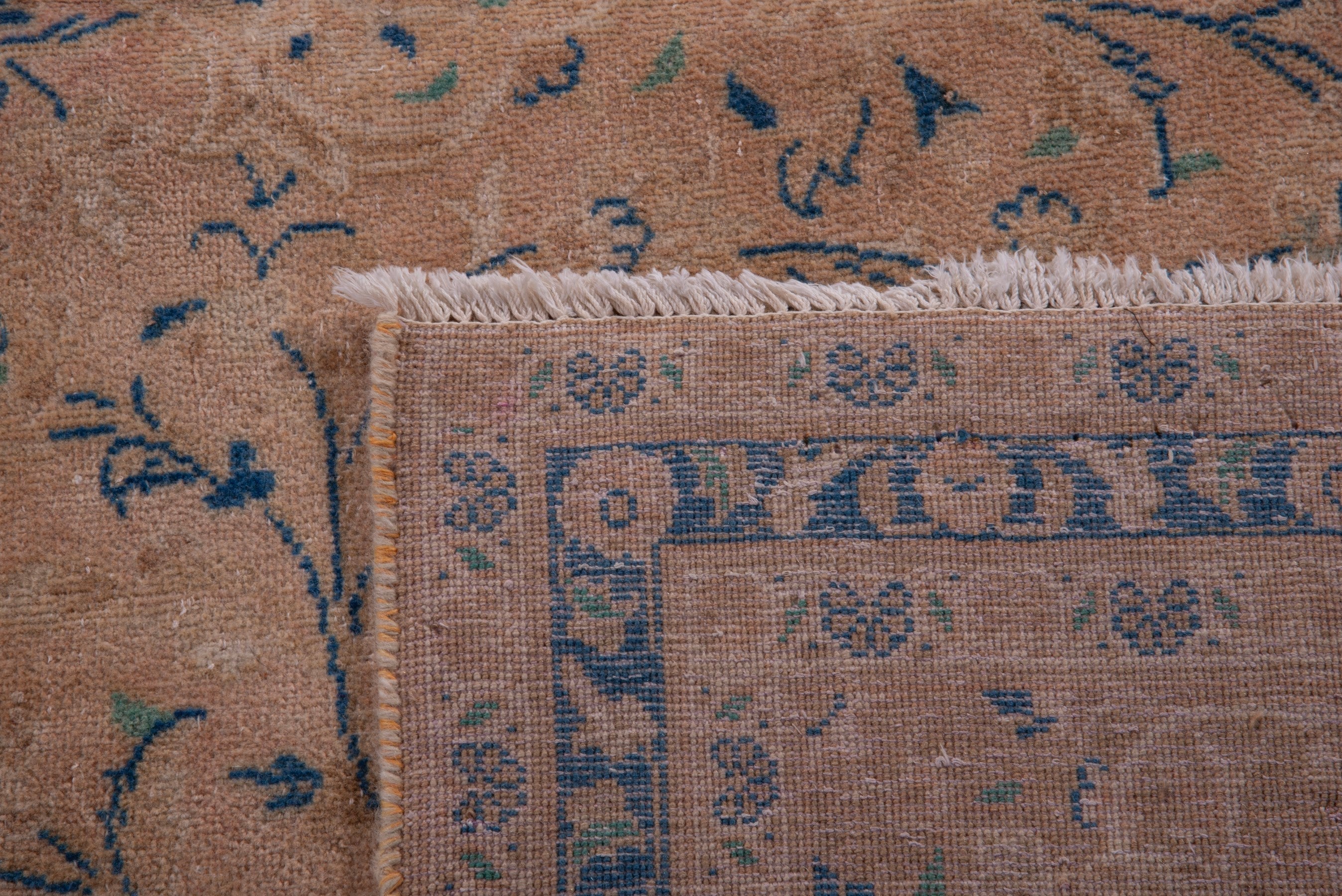 Persian Kashan oversized rug in terracotta and denim, view 18 of 18