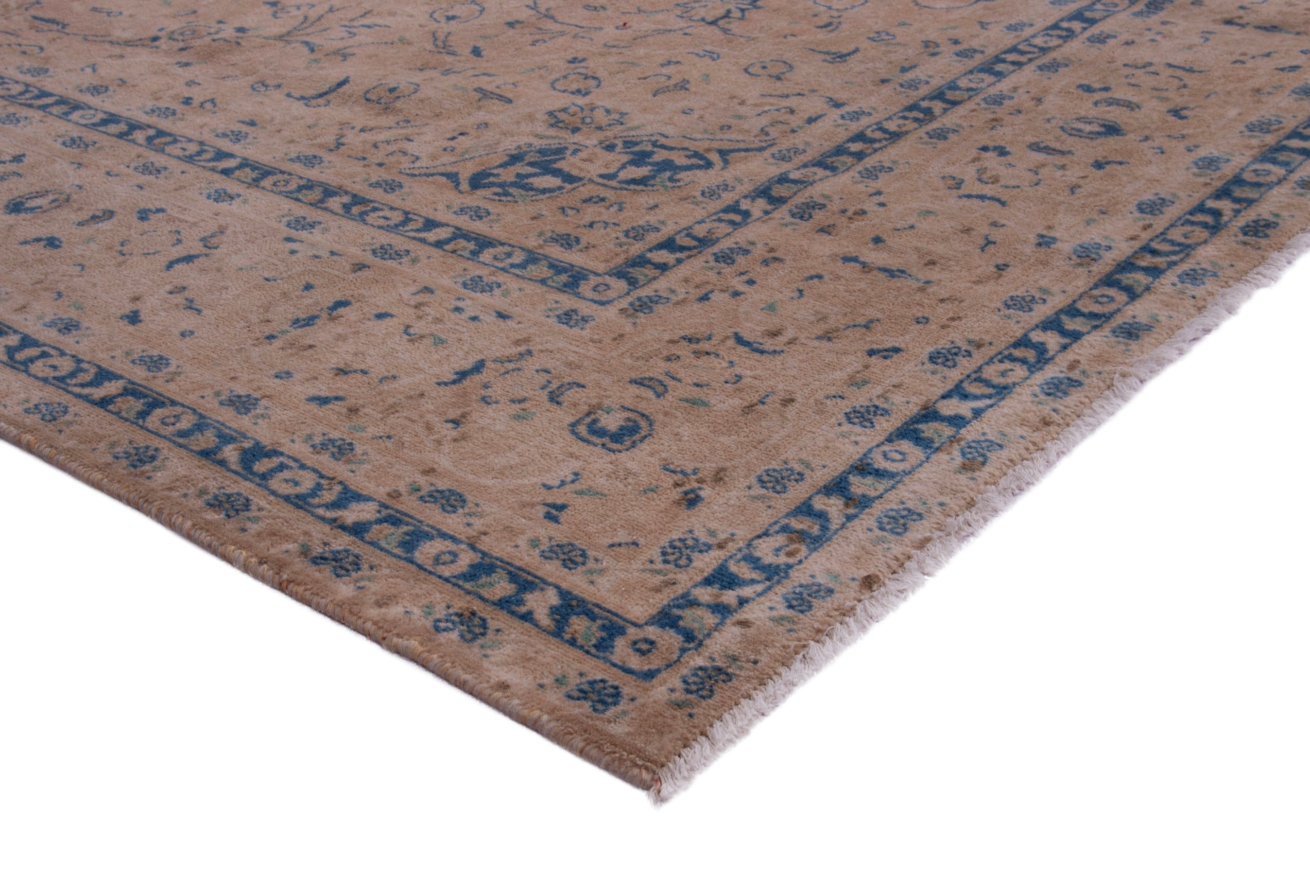 Persian Kashan oversized rug in terracotta and denim, view 4 of 18