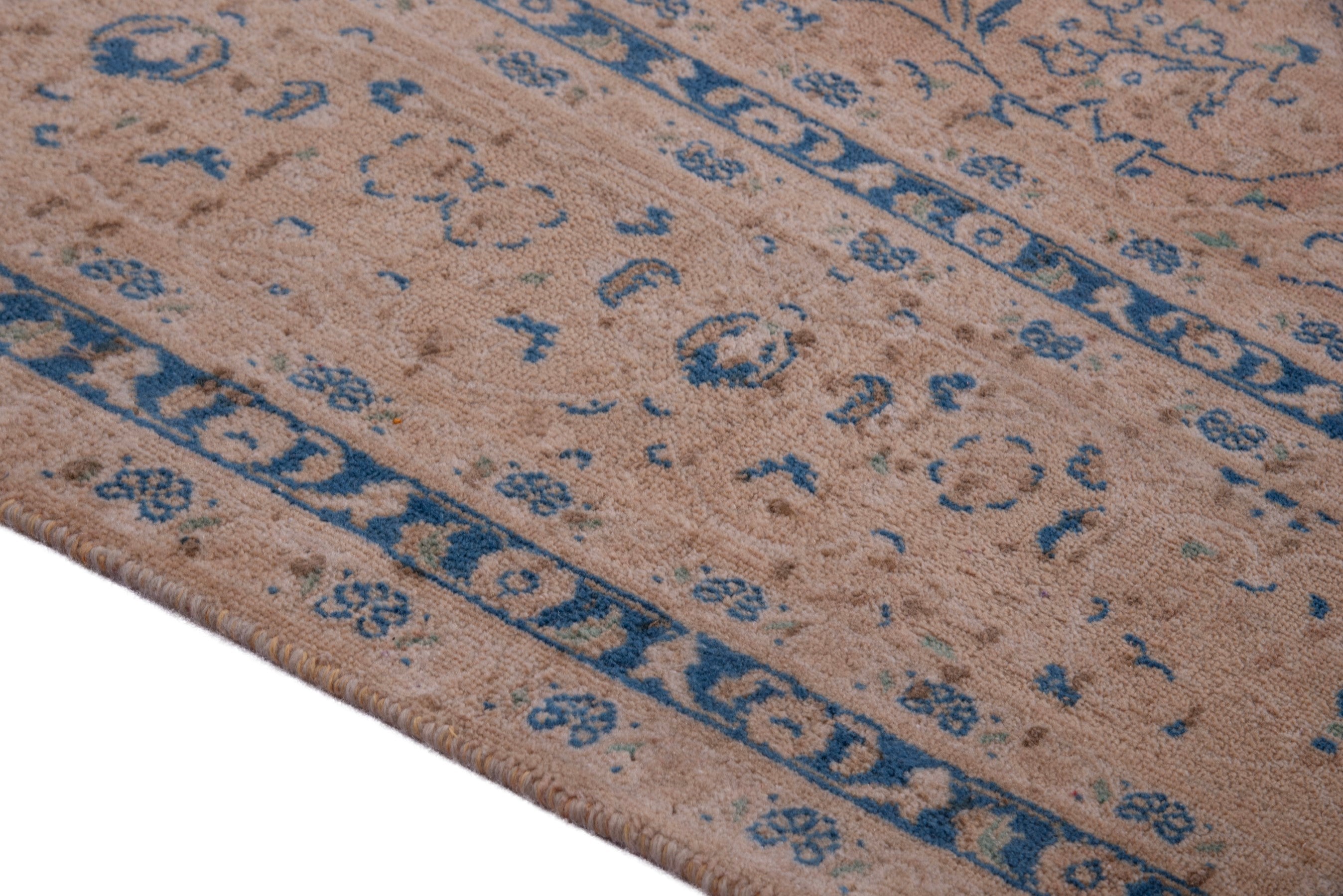Persian Kashan oversized rug in terracotta and denim, view 8 of 18