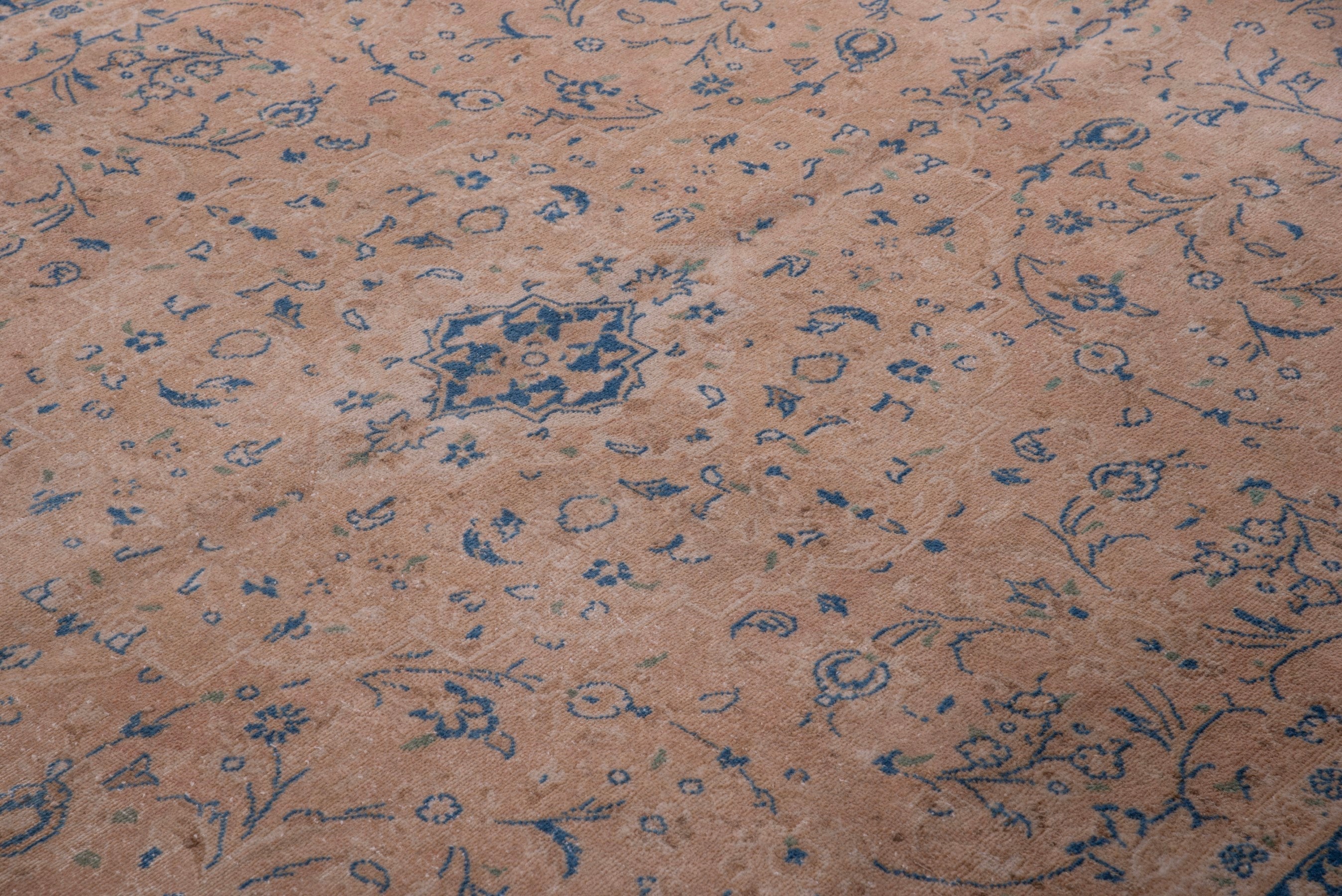 Persian Kashan oversized rug in terracotta and denim, view 9 of 18
