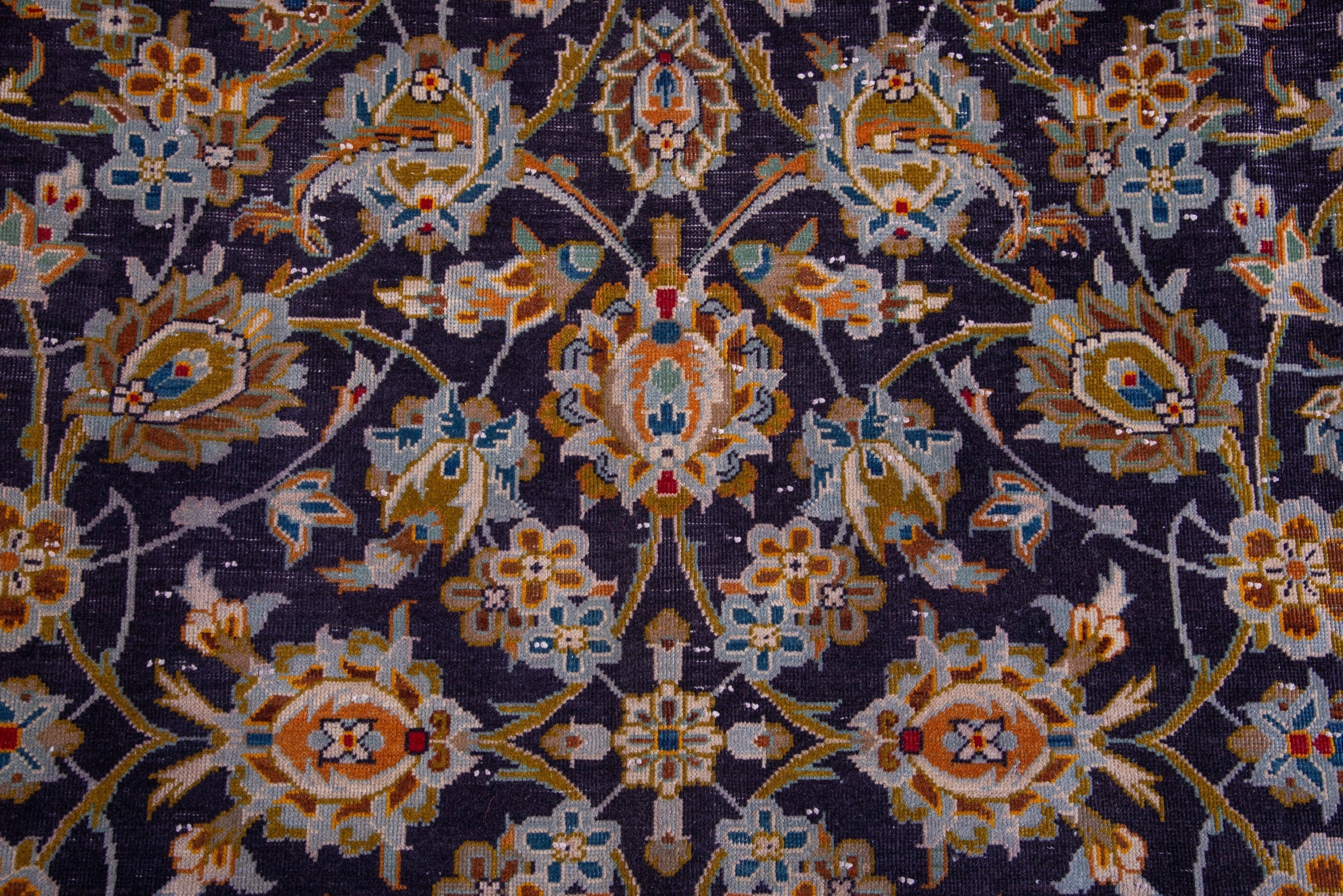 Persian Kashan oversized rug in navy and gold, view 10 of 20