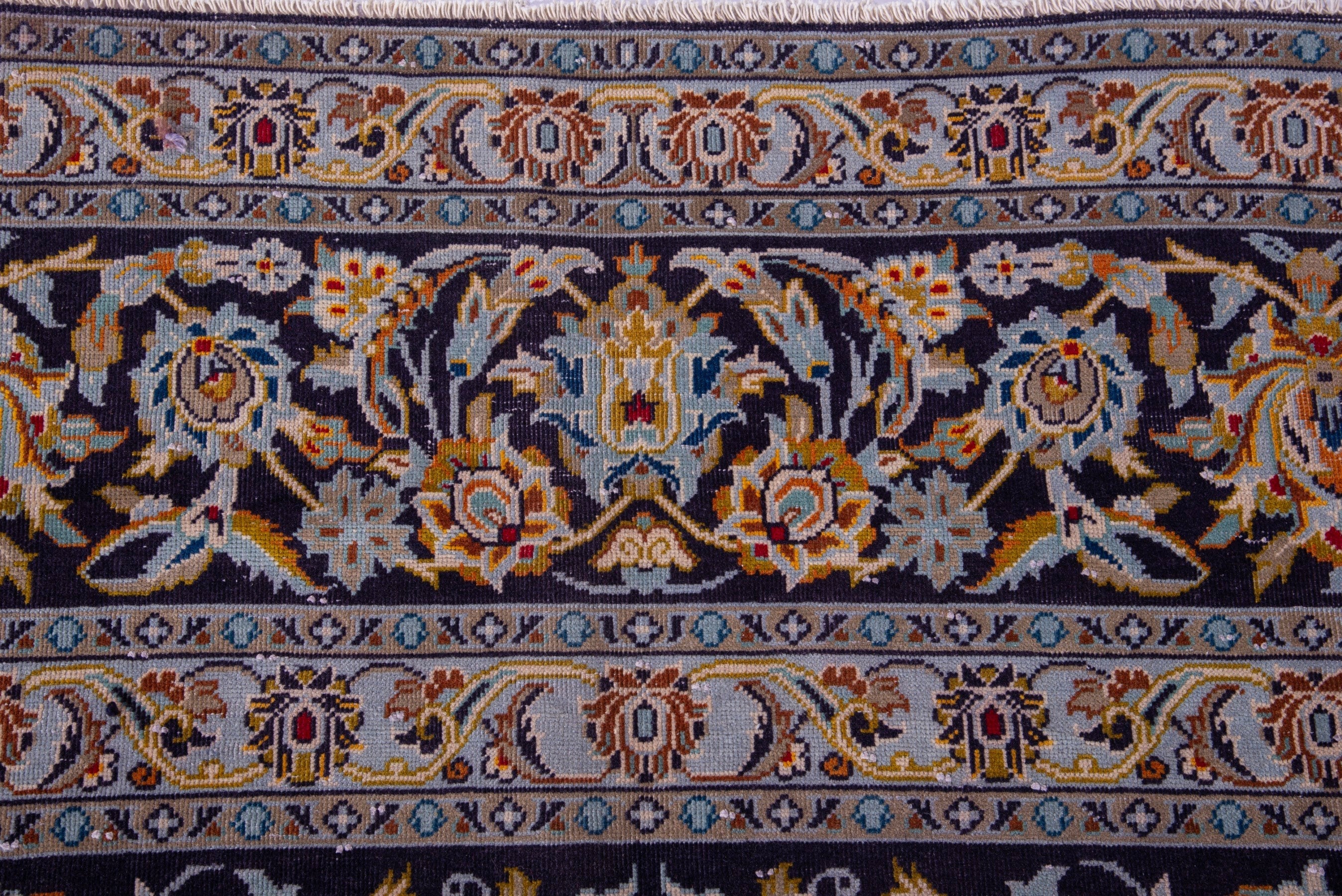 Persian Kashan oversized rug in navy and gold, view 12 of 20