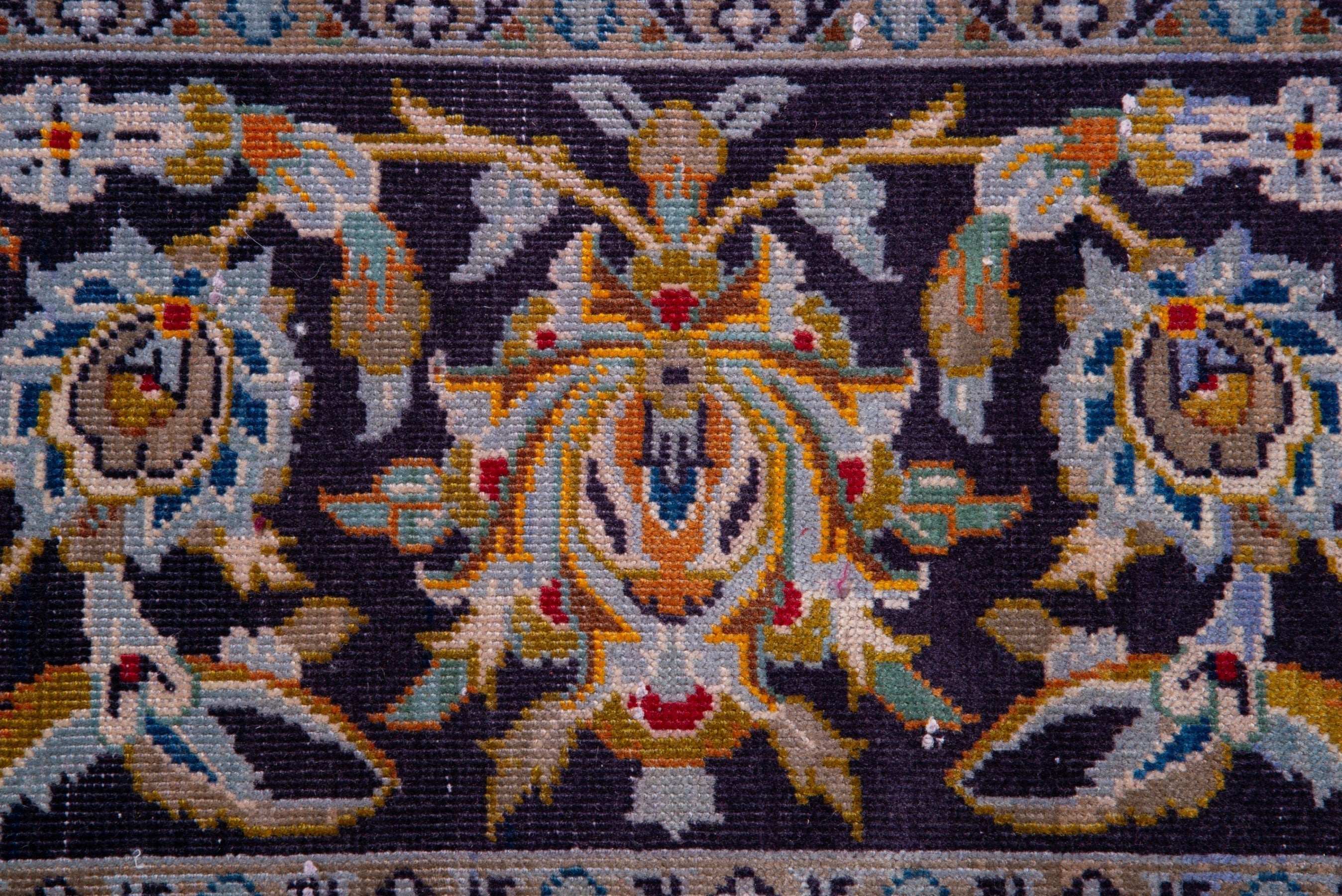 Persian Kashan oversized rug in navy and gold, view 13 of 20